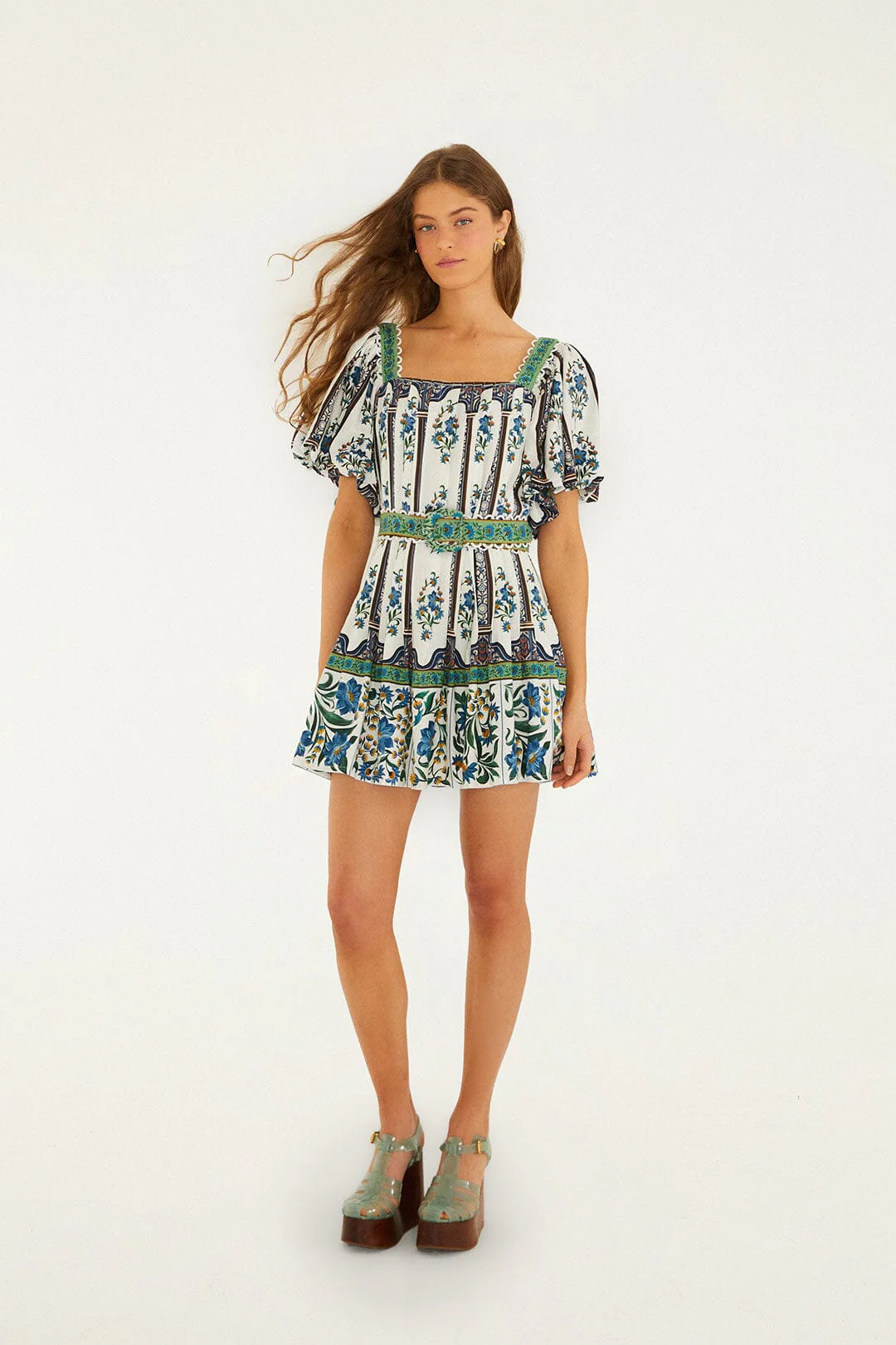 Off-White Manoela Belted Lenzing™ Ecovero™ Euroflax™ Mini Dress - Image 4