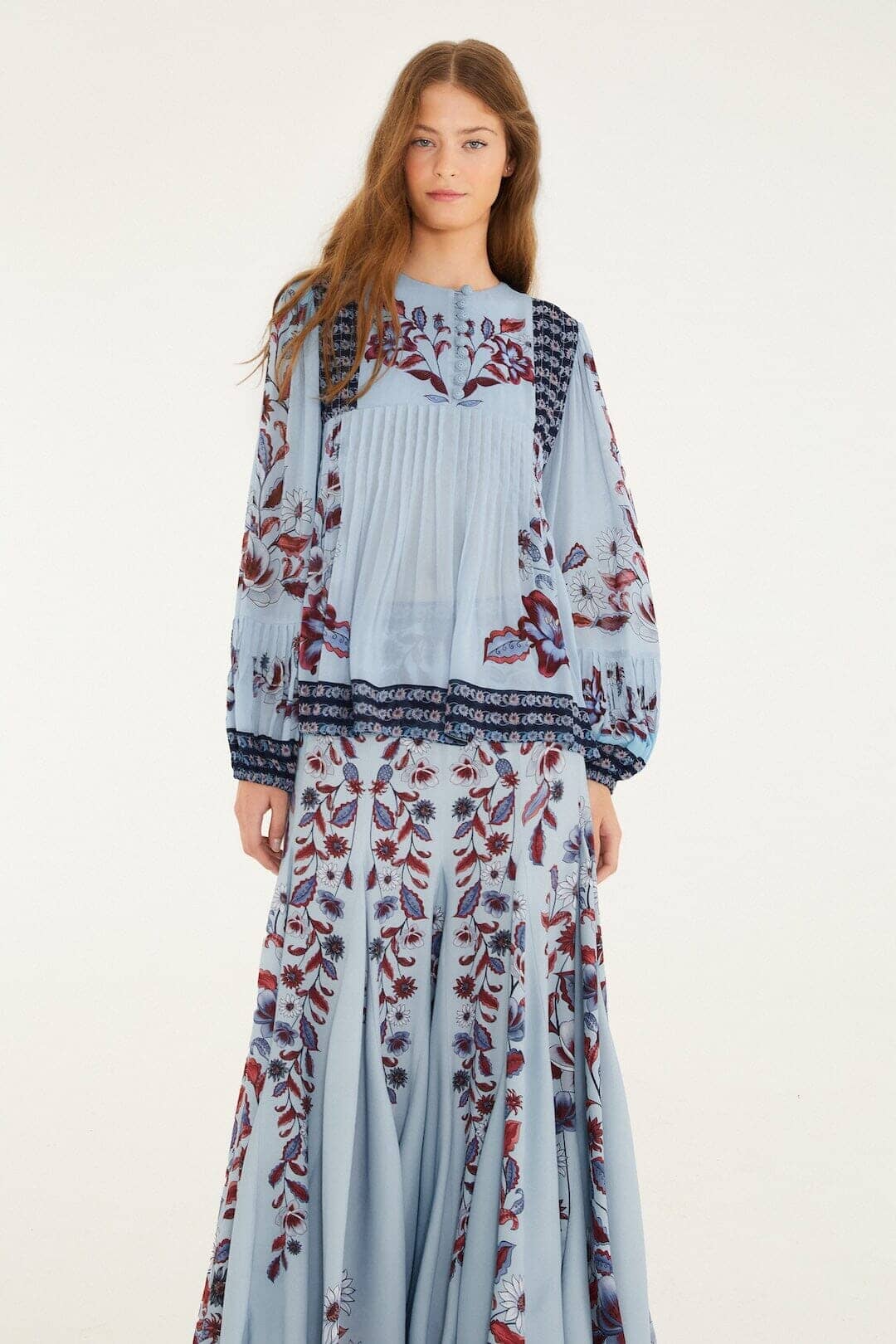 Soft Blue Marcelle Pleated Maxi Skirt - Image 4