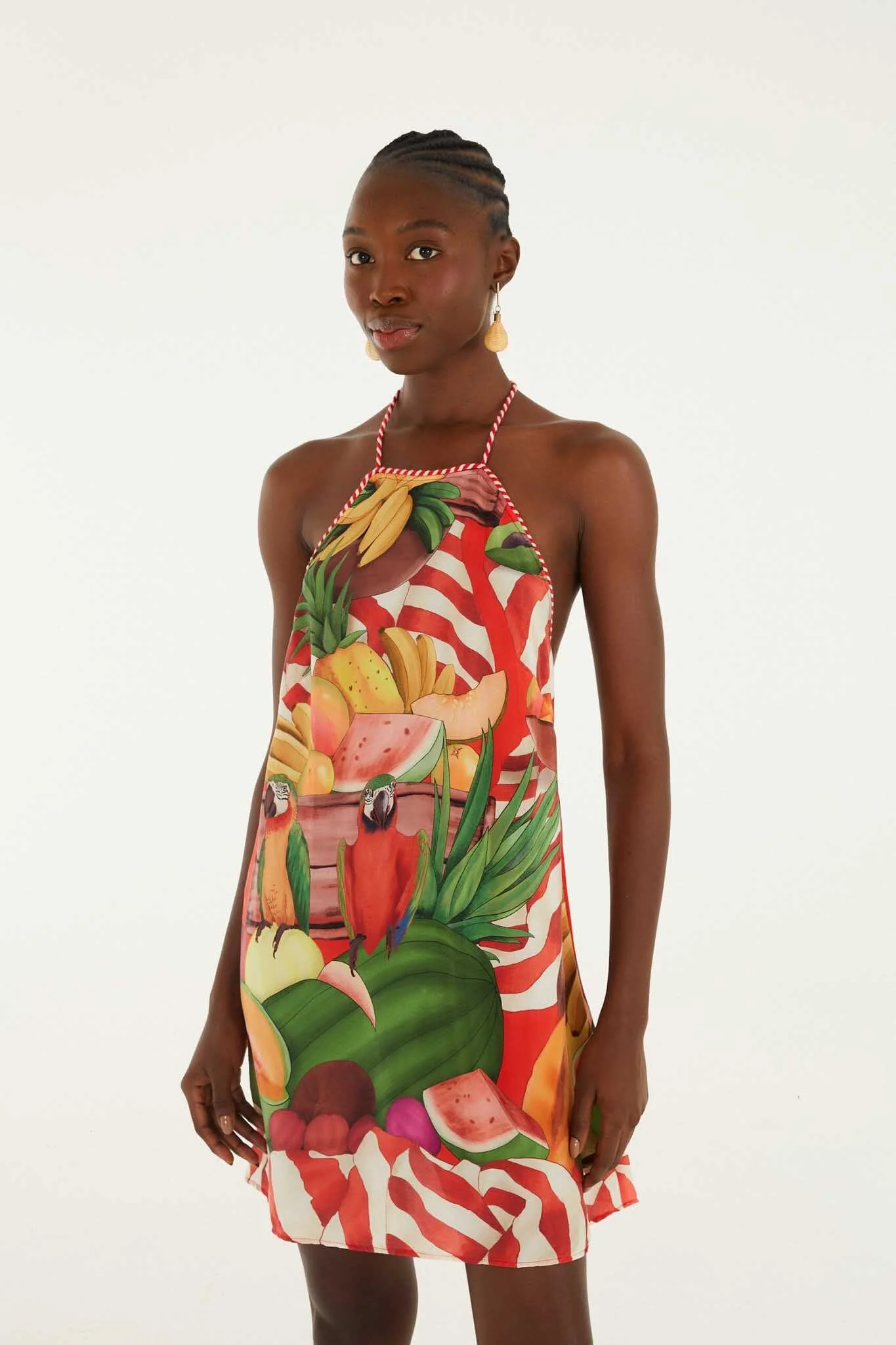Multicolor Tropical Rope Ties Mini Dress - Image 3