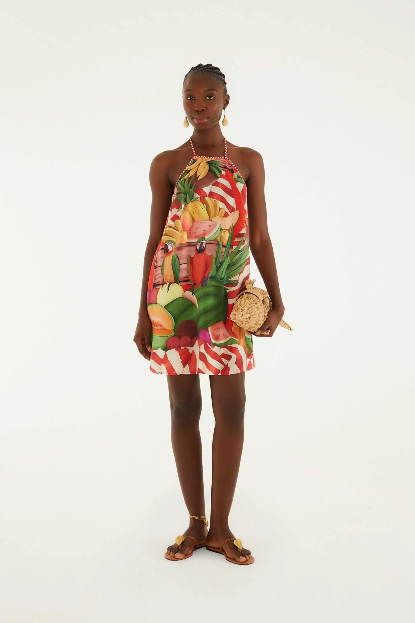 Multicolor Tropical Rope Ties Mini Dress - Image 4