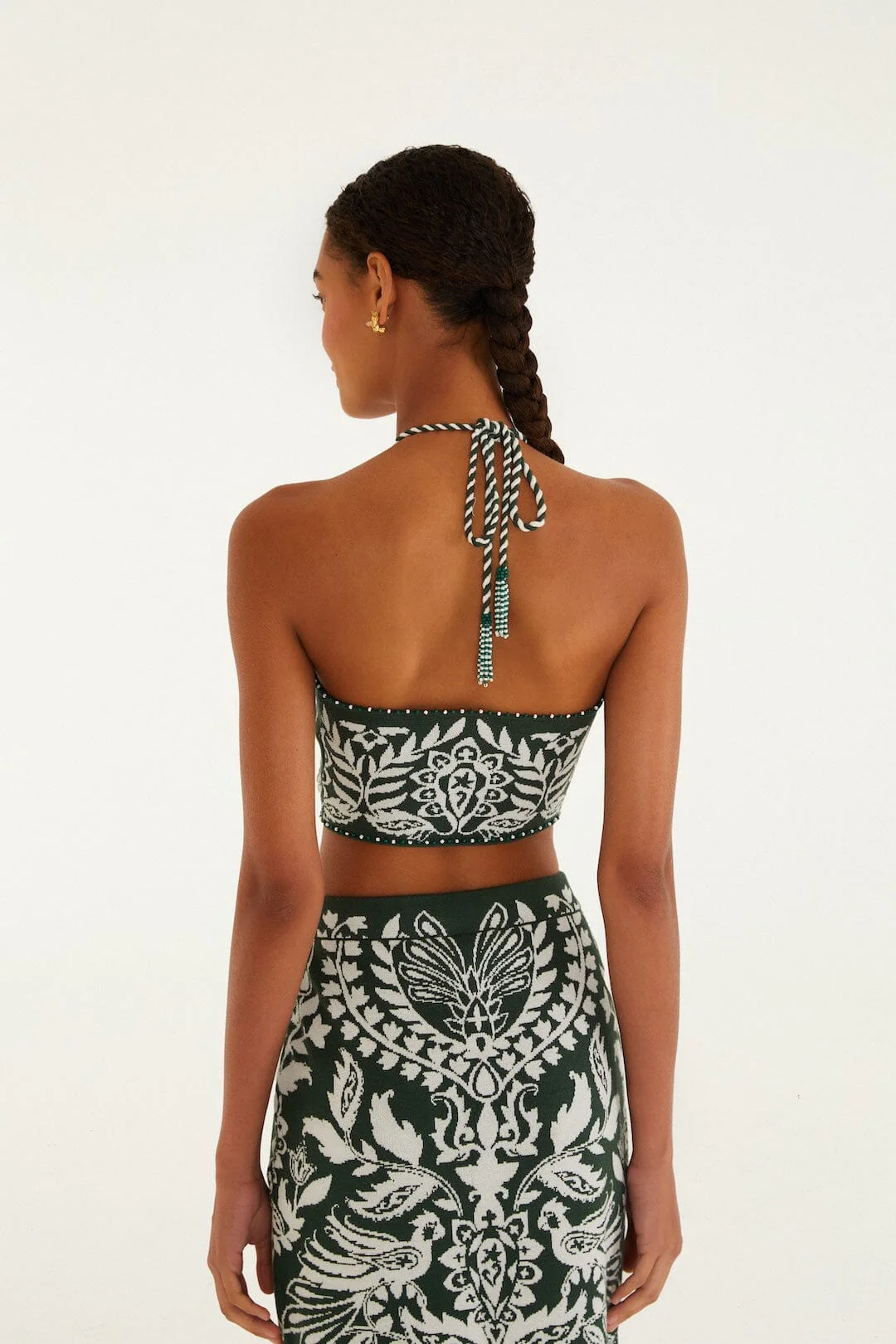 Dark Green Miranda Beaded Knit Top - Image 3
