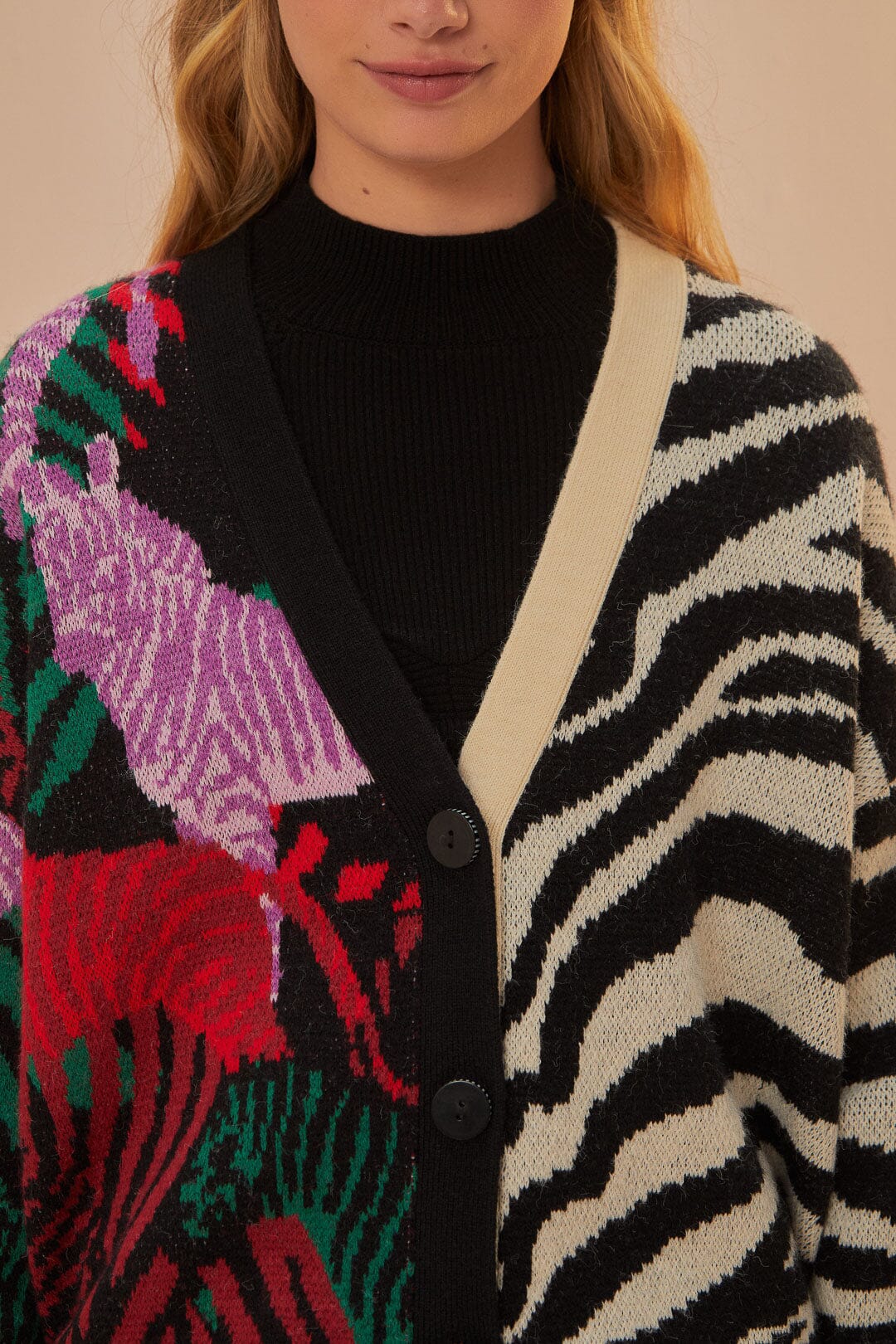 Mixed Zebra Prints Knit Cardigan - Image 5