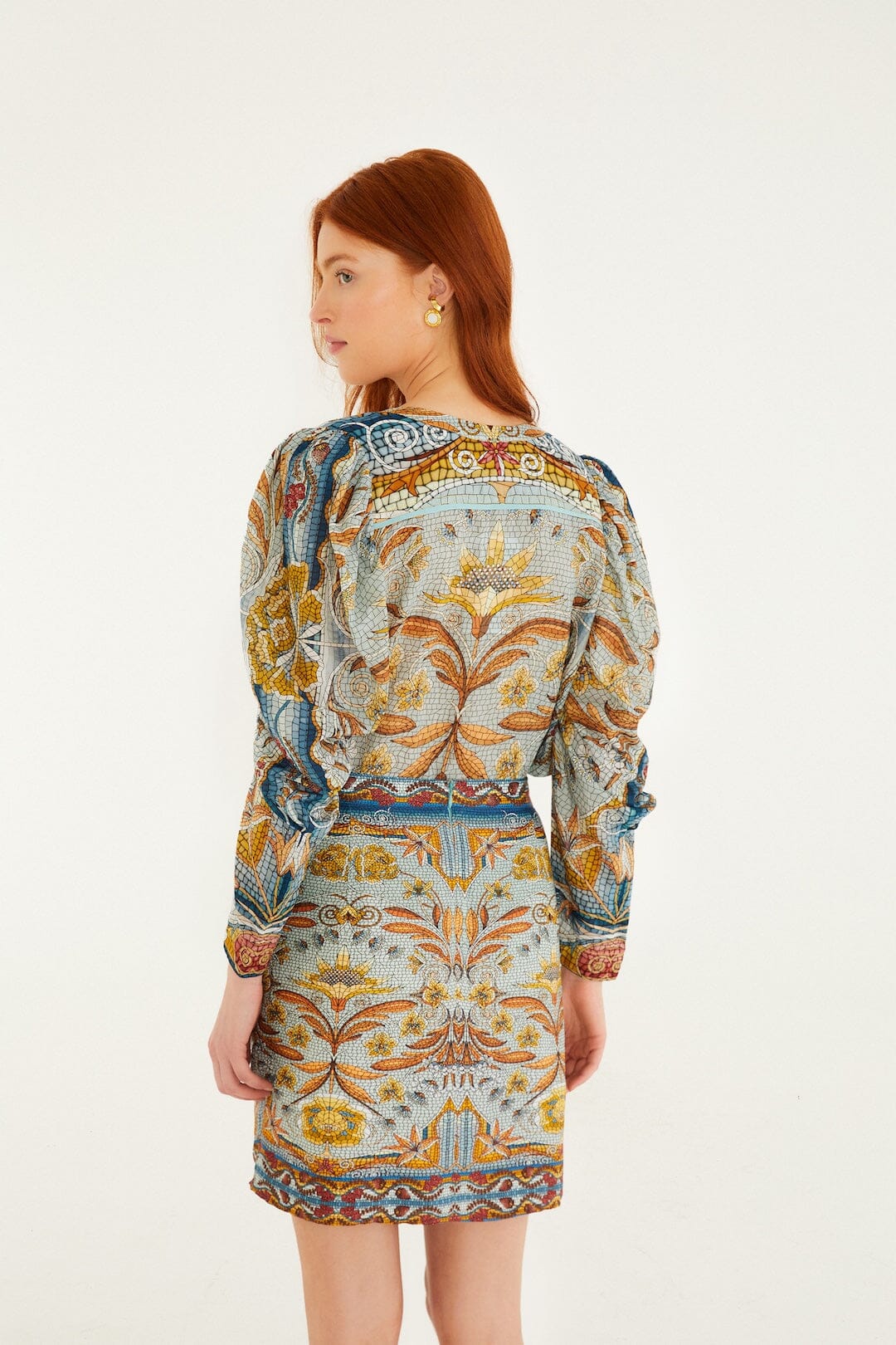 Blue Mosaic Garden Lenzing_x0099_ Ecovero_x0099_ Viscose Mini Wrap Skirt - Image 3