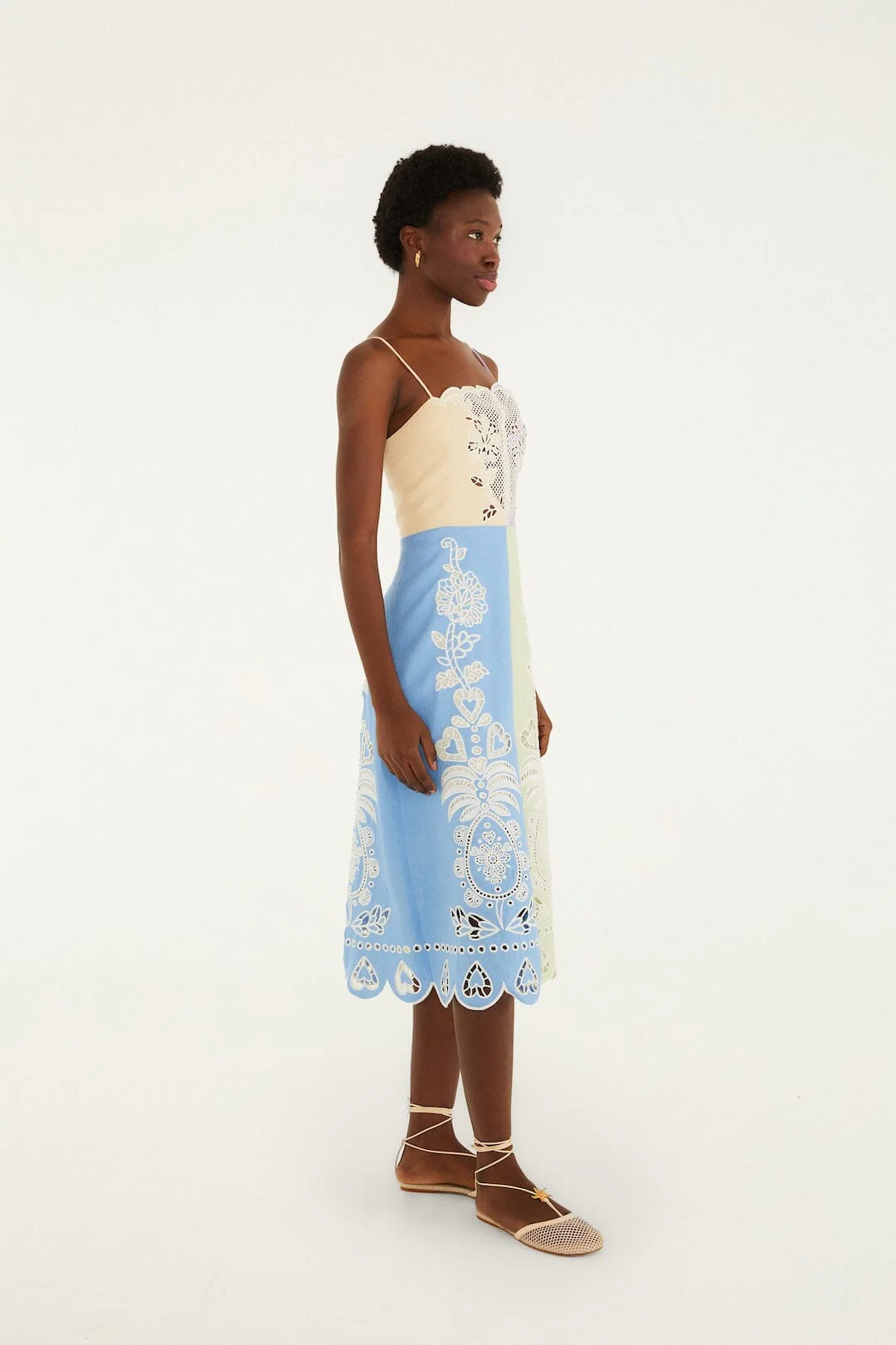 Multicolor Embroidered Euroflax™ Premium Linen Midi Dress - Image 4