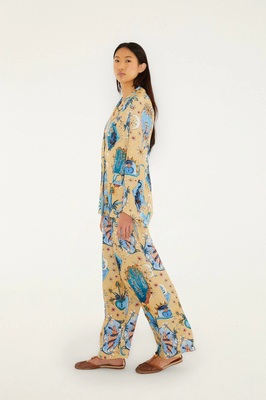 Sand Mystical Wide-Leg Lenzing™ Ecovero™ Viscose Pants - Image 4