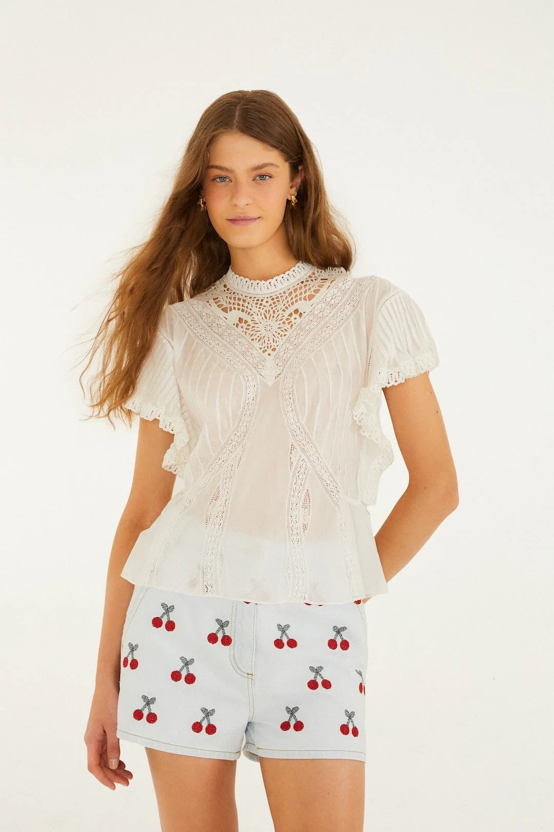 Off-White Organic Cotton Blouse With Appliqués - Image 2