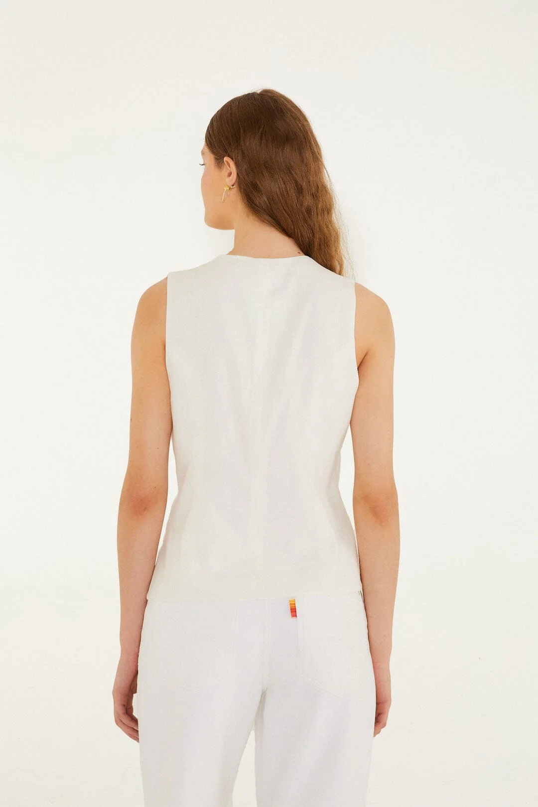Off-White Embroidered Lenzing™ Ecovero™ Euroflax™ Blouse - Image 4