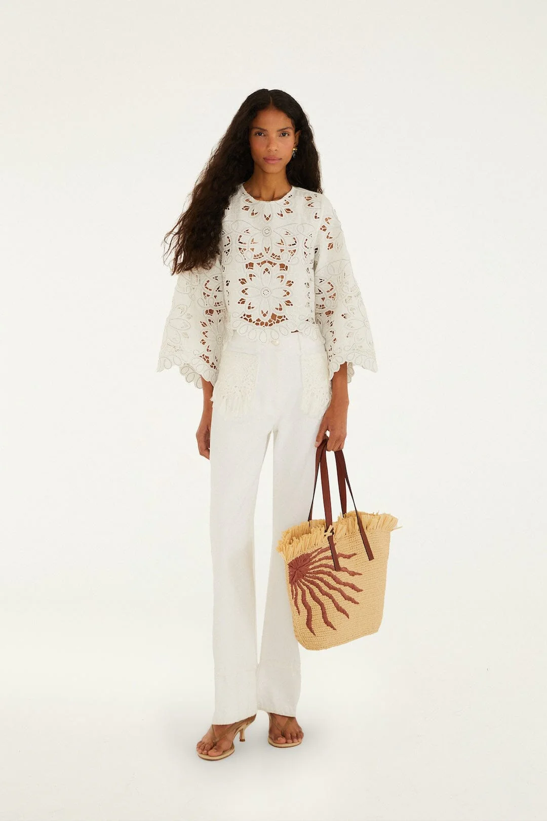Off-White Flowers Richelieu Long Sleeve Blouse - Image 4