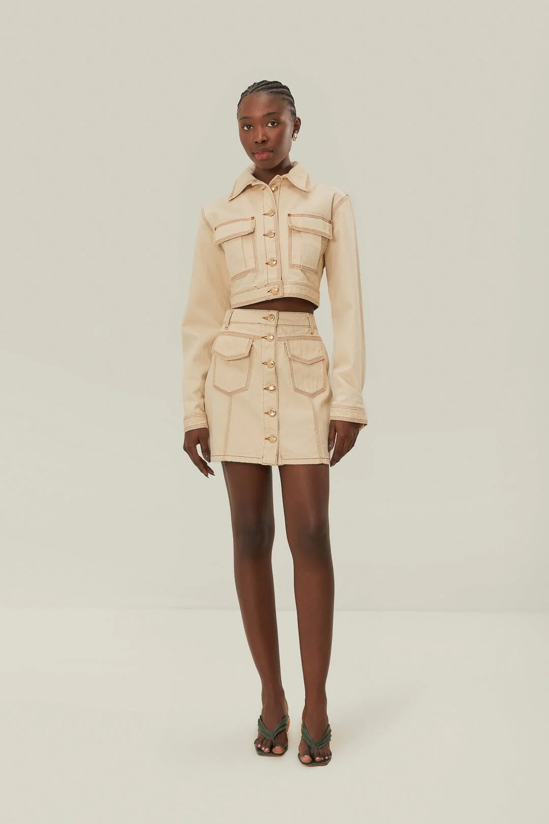 Off-White Gabardine Cropped Jacket - Image 2