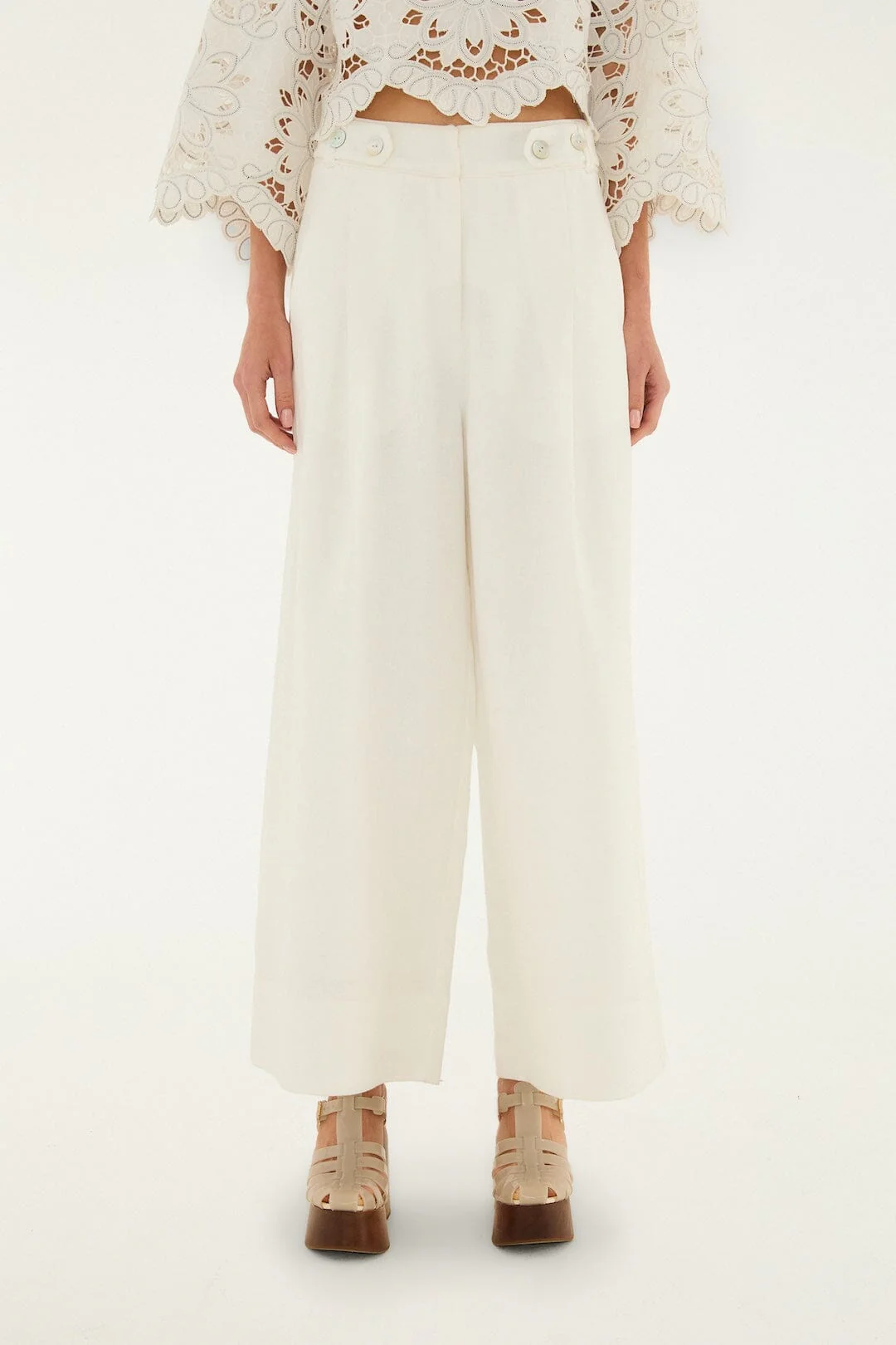 Off-White High Waisted Euroflax™ Premium Linen Pants - Image 2