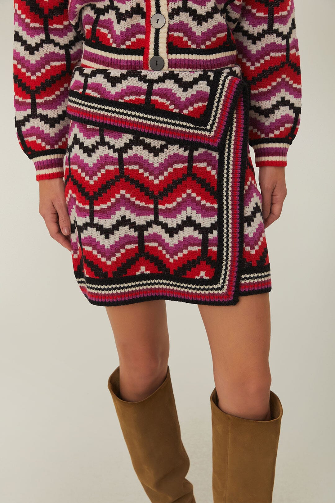 Multicolor Ombre Hearts Knit Skirt - Image 3