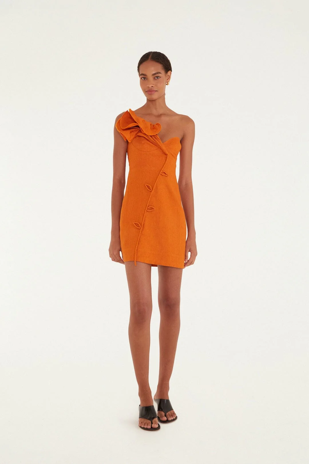 Orange Flower Euroflax™ Premium Linen Mini Dress - Image 4