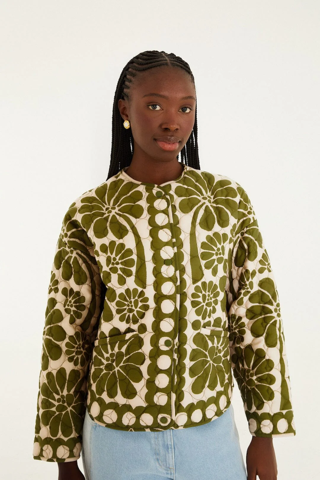 Green Palermo Pockets Quilted Jacket