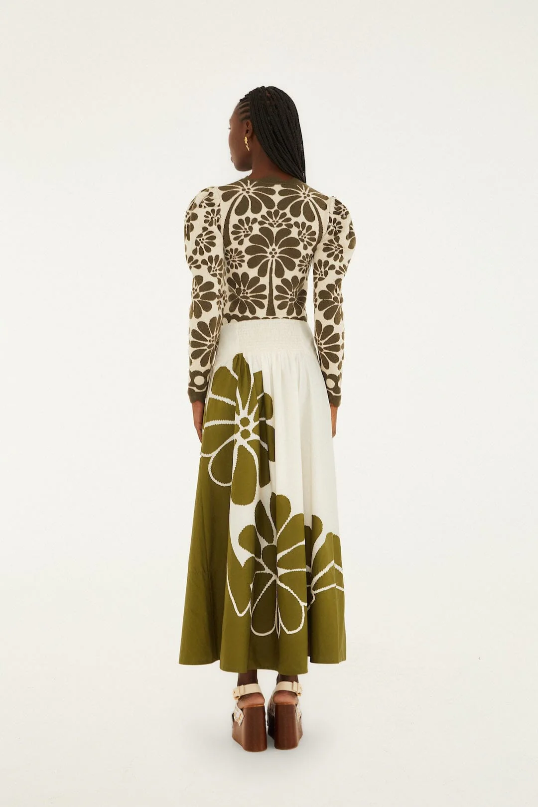 Green Palermo Organic Cotton Midi Skirt - Image 3
