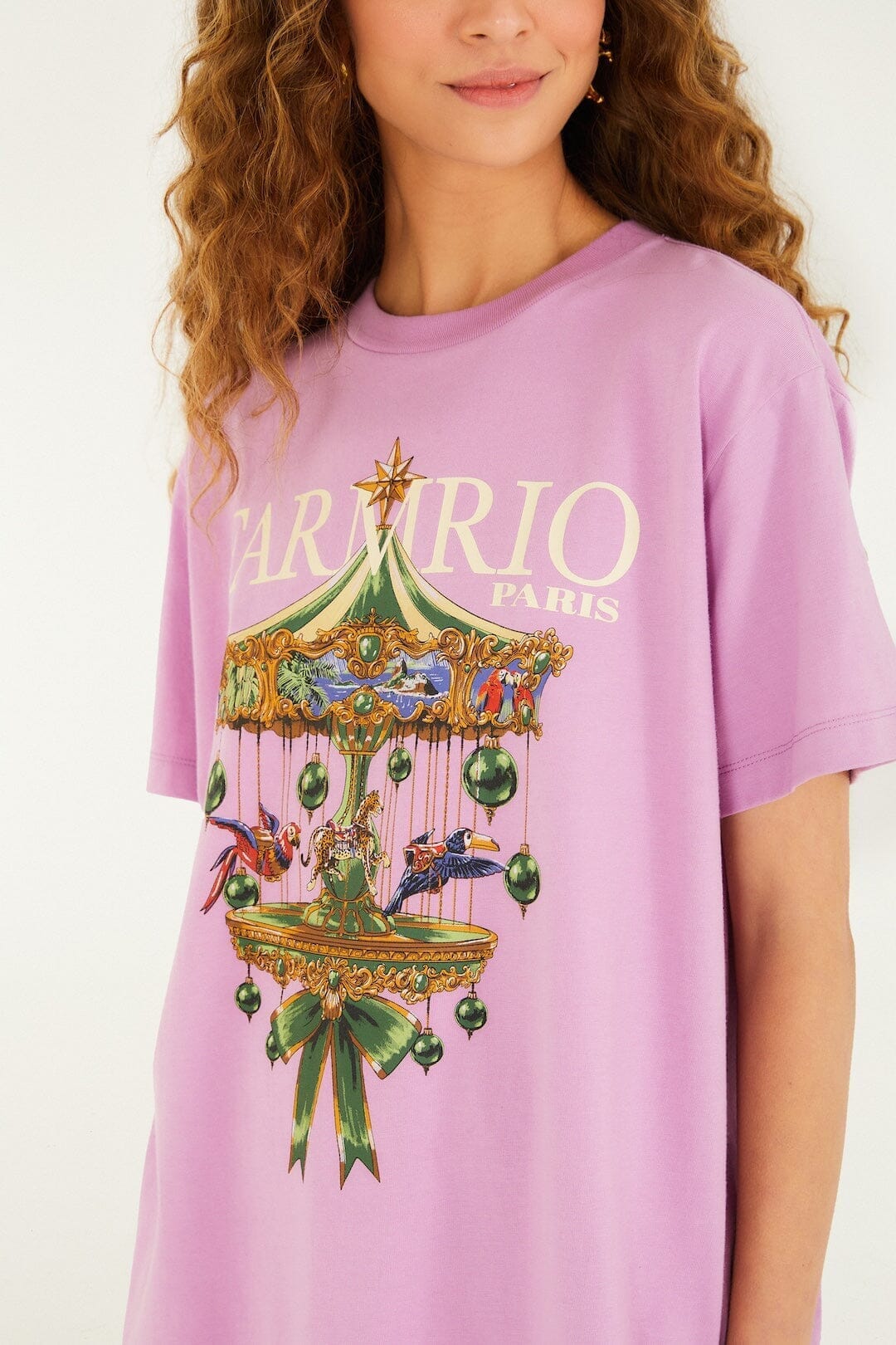 Lilac Paris Carousel Organic Cotton T-Shirt - Image 2