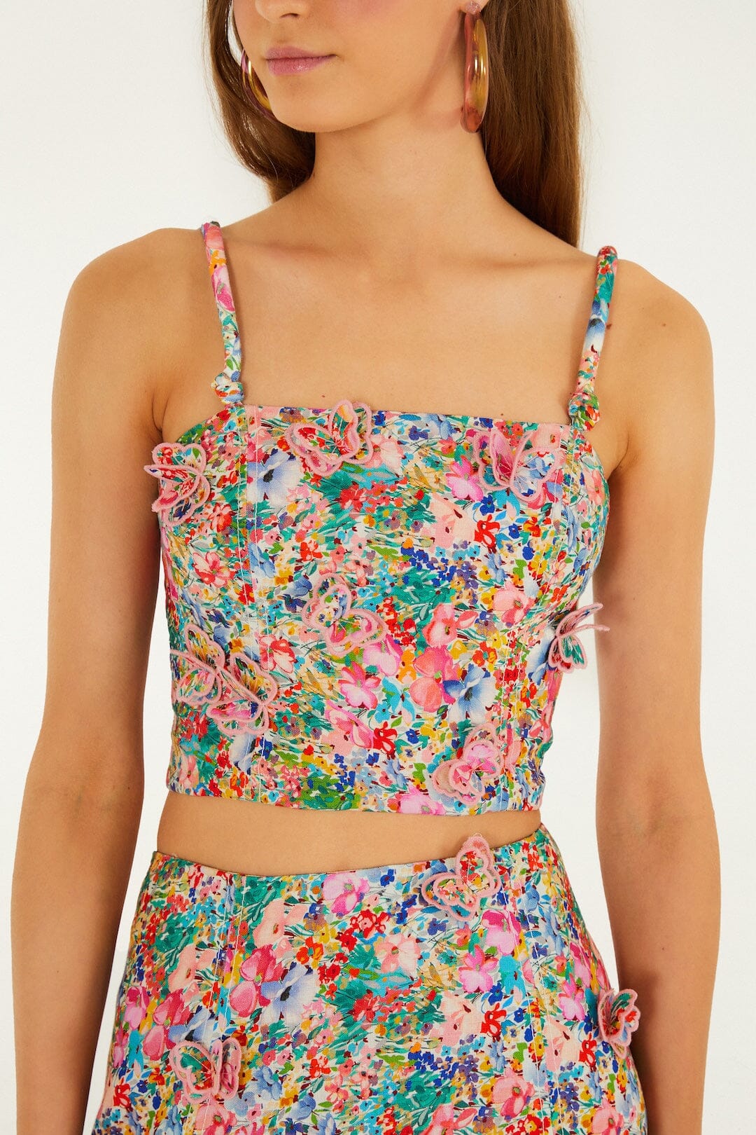 Off-White Peasant Floral Butterflies Euroflax™ Premium Linen Top - Image 2