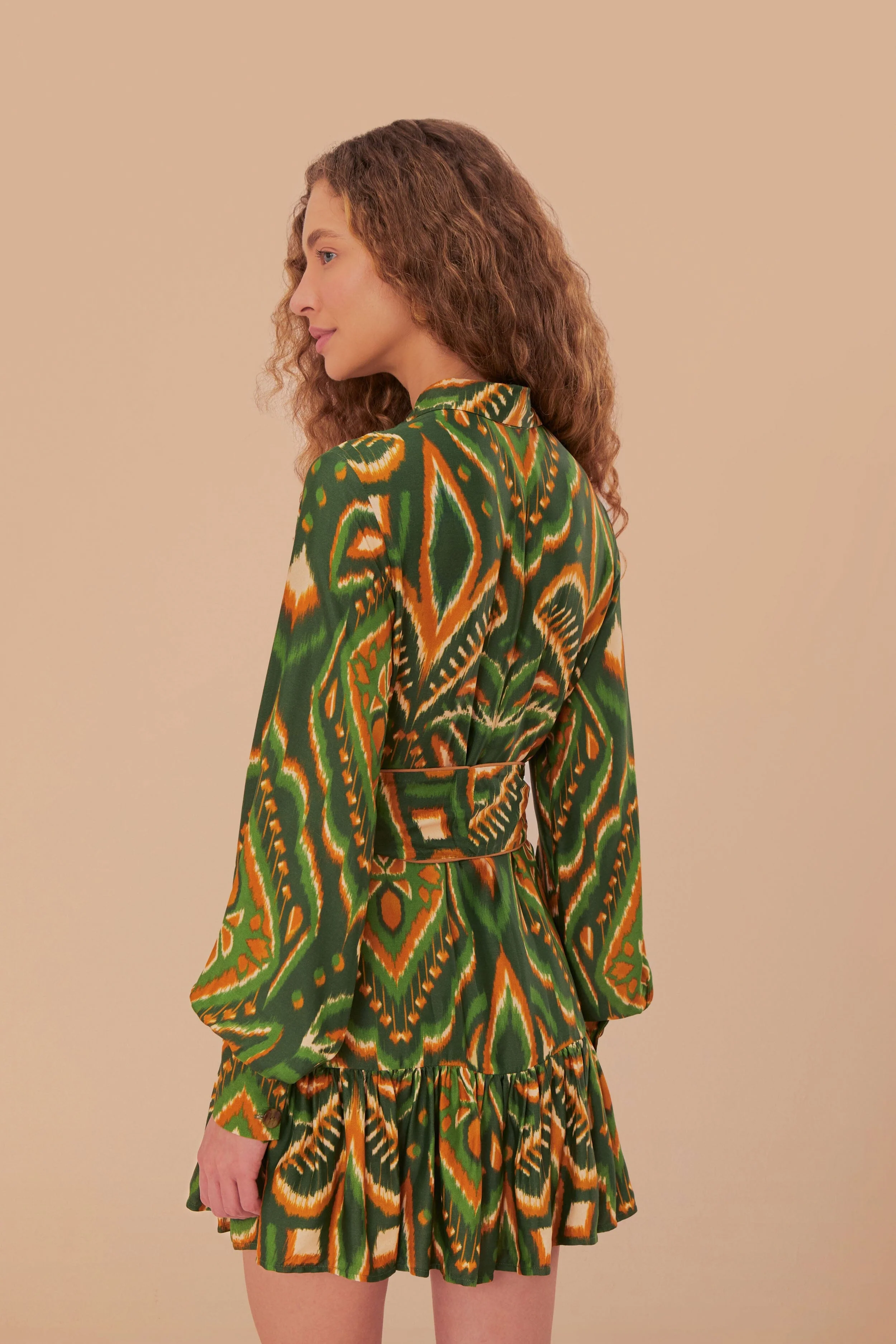 Green Pineapple Ikat LENZING™ ECOVERO™ Viscose Mini Dress - Image 4