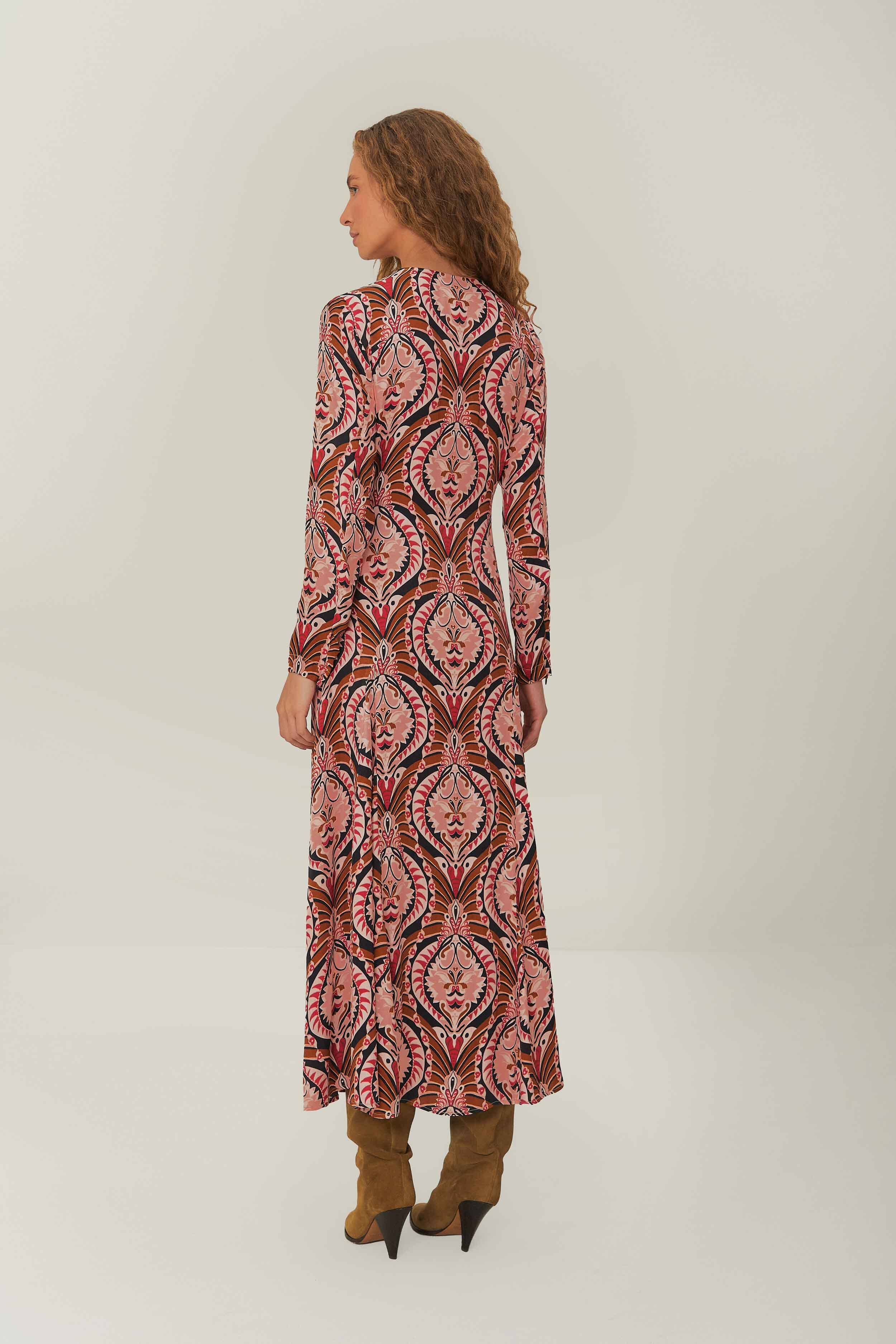Brown Pineapple Jewelry Midi Dress - Image 3