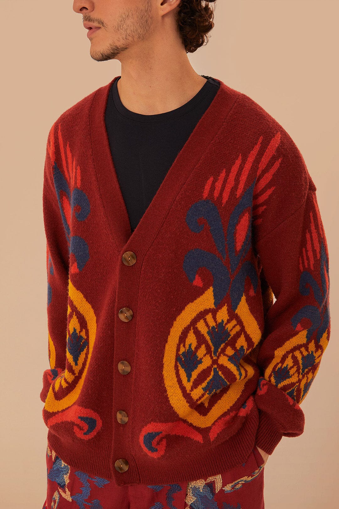 Red Pineapple Knit Cardigan - Image 5