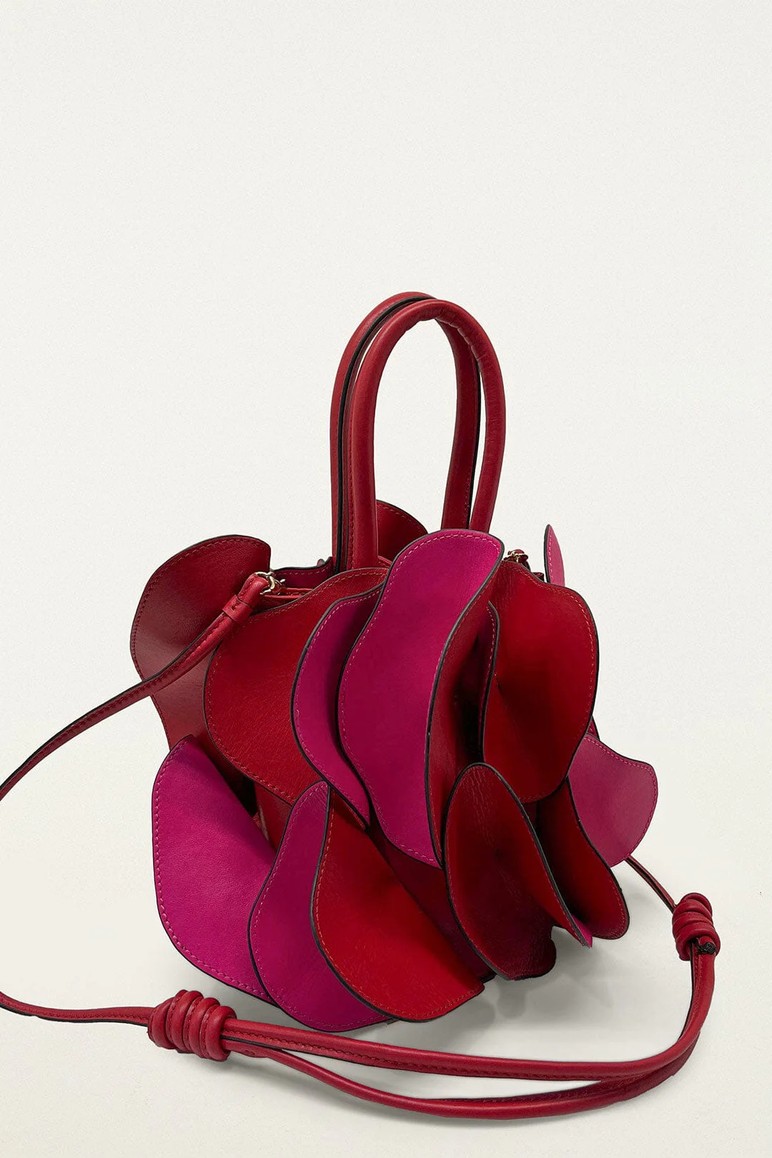 Pink Red Leather Flower Bag - Image 2