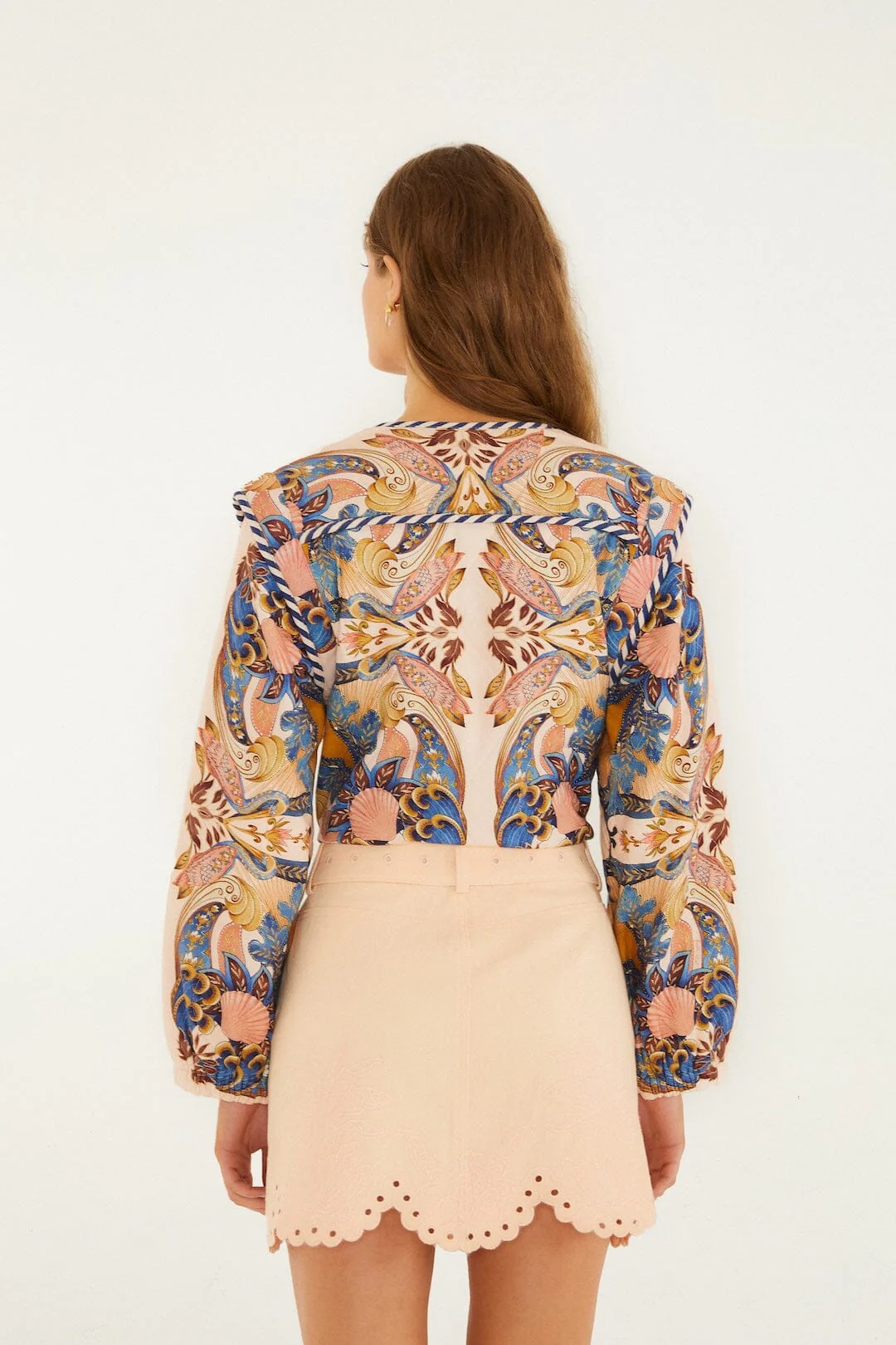 Soft Pink Geometric Richelieu Twill Mini Skirt - Image 3