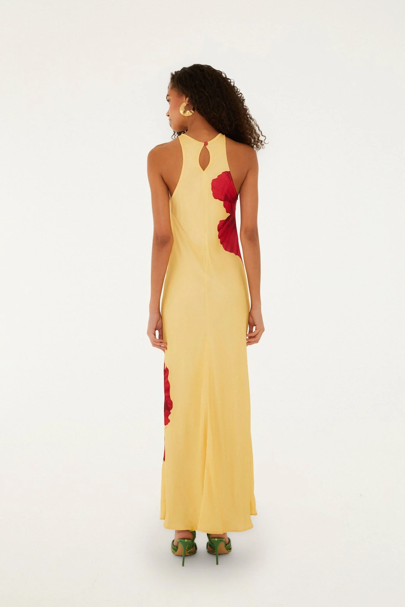 Light Yellow Poppy Flowers Sleeveless Lenzing™ Ecovero™ Viscose Maxi Dress - Image 5