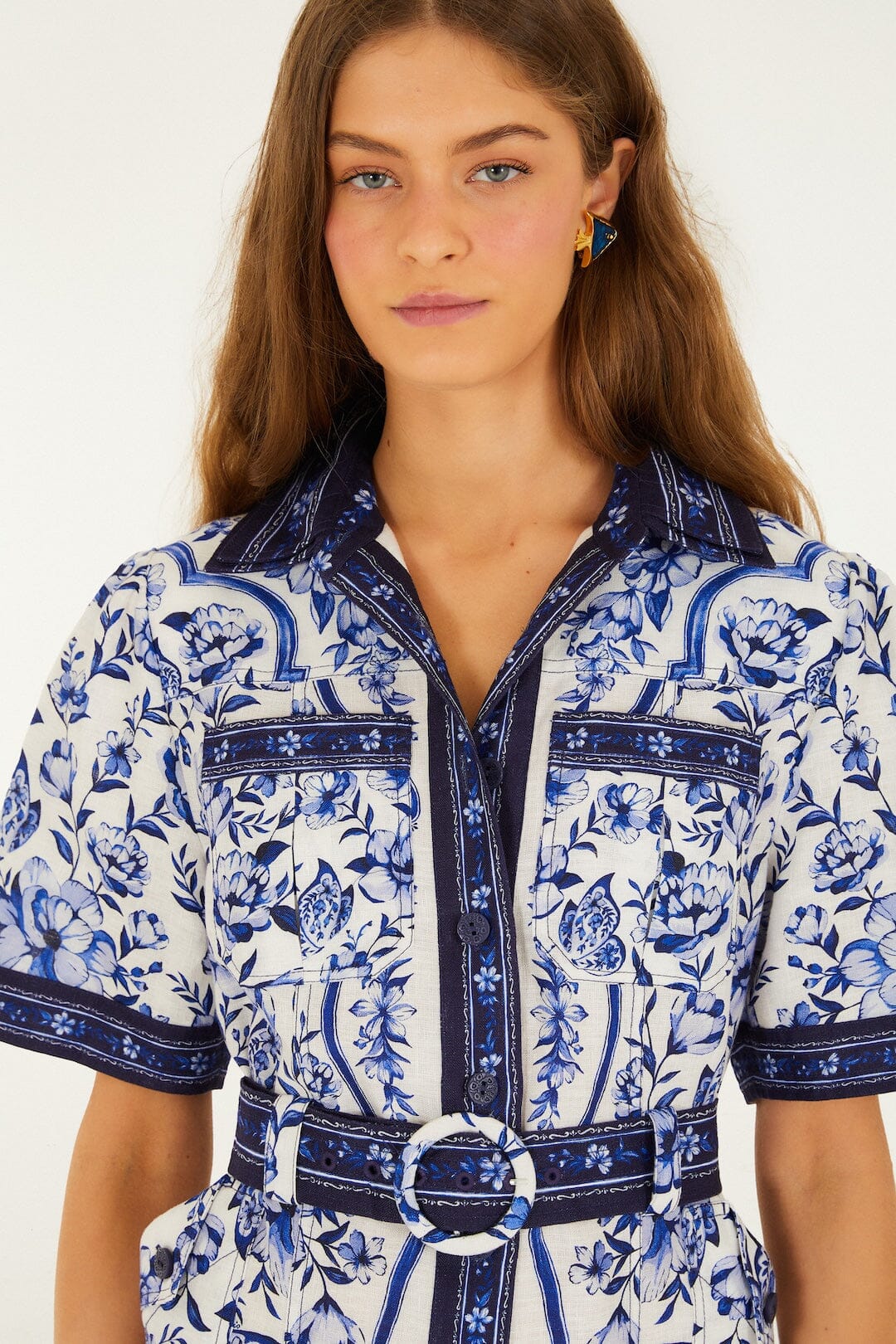 Off-White Porcelain Garden Euroflax™ Premium Linen Mini Dress - Image 2