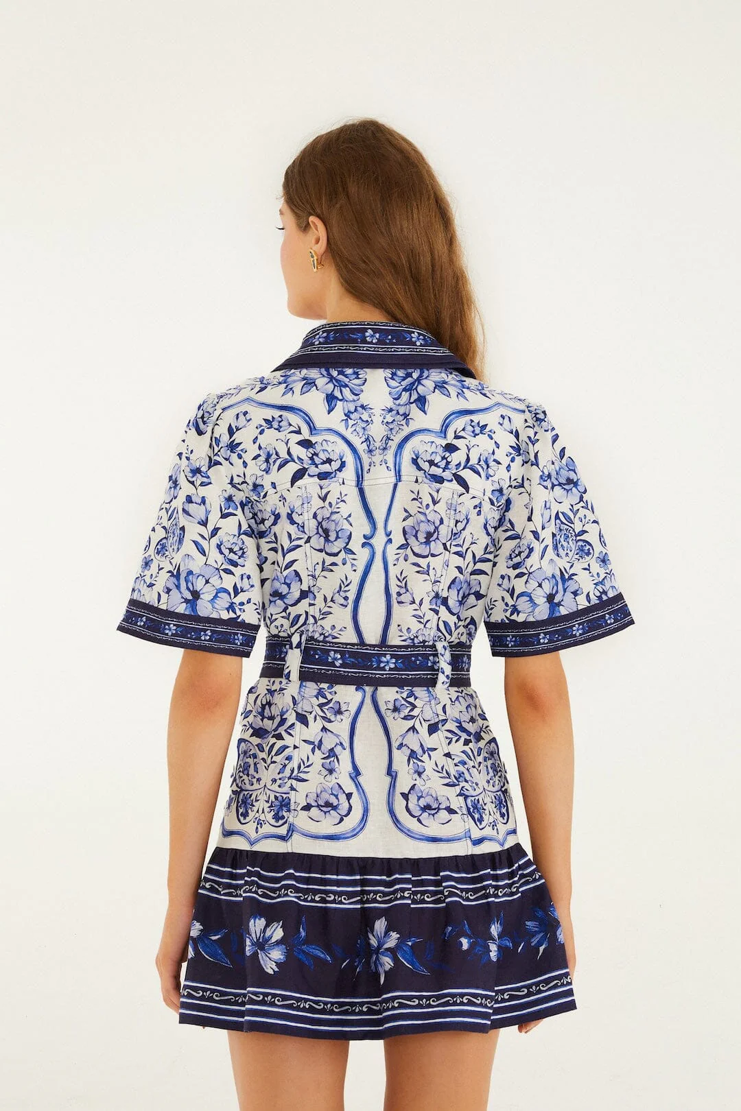 Off-White Porcelain Garden Euroflax™ Premium Linen Mini Dress - Image 3