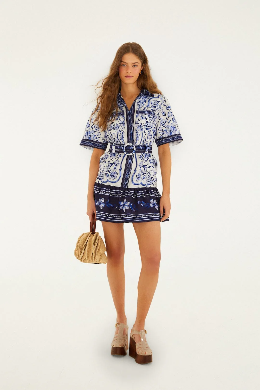 Off-White Porcelain Garden Euroflax™ Premium Linen Mini Dress - Image 4