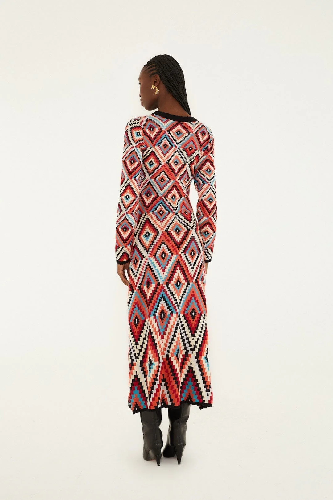 Multicolor Pretti Long Sleeve Knit Maxi Dress - Image 3