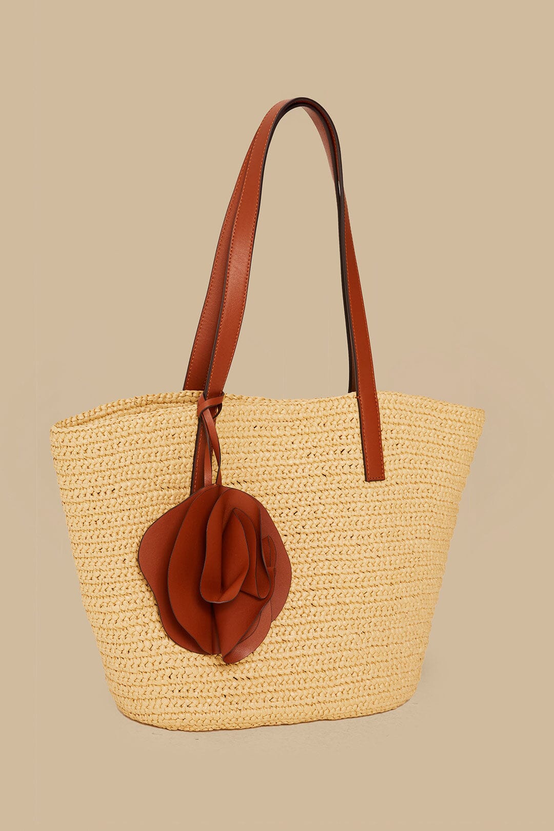 Caramel Raffia Basket Bag - Image 3