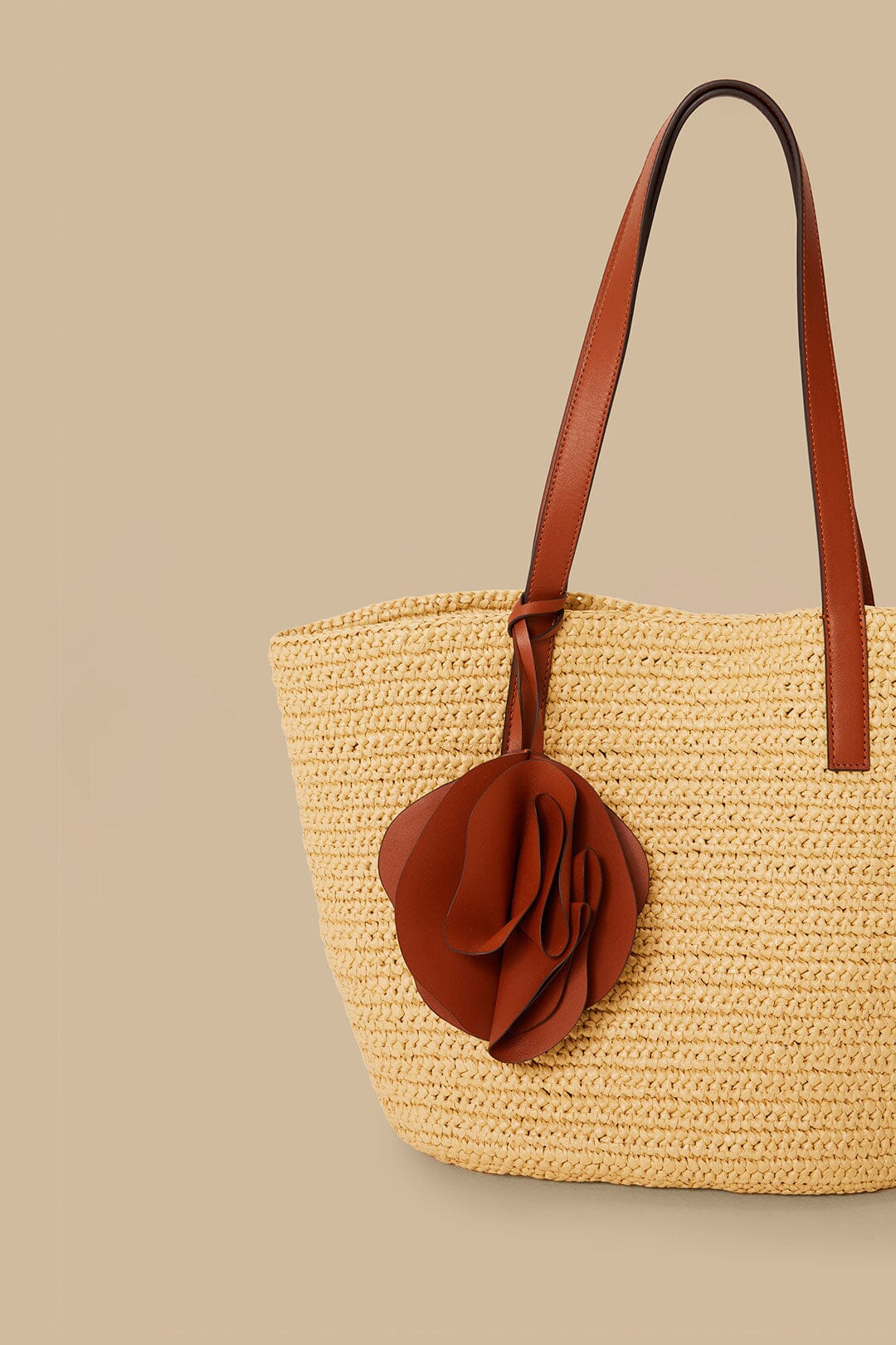 Caramel Raffia Basket Bag - Image 5