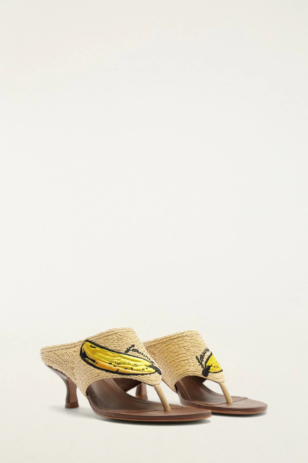 Raffia Embroidered Icons Kitten Heeled Sandal - Image 2