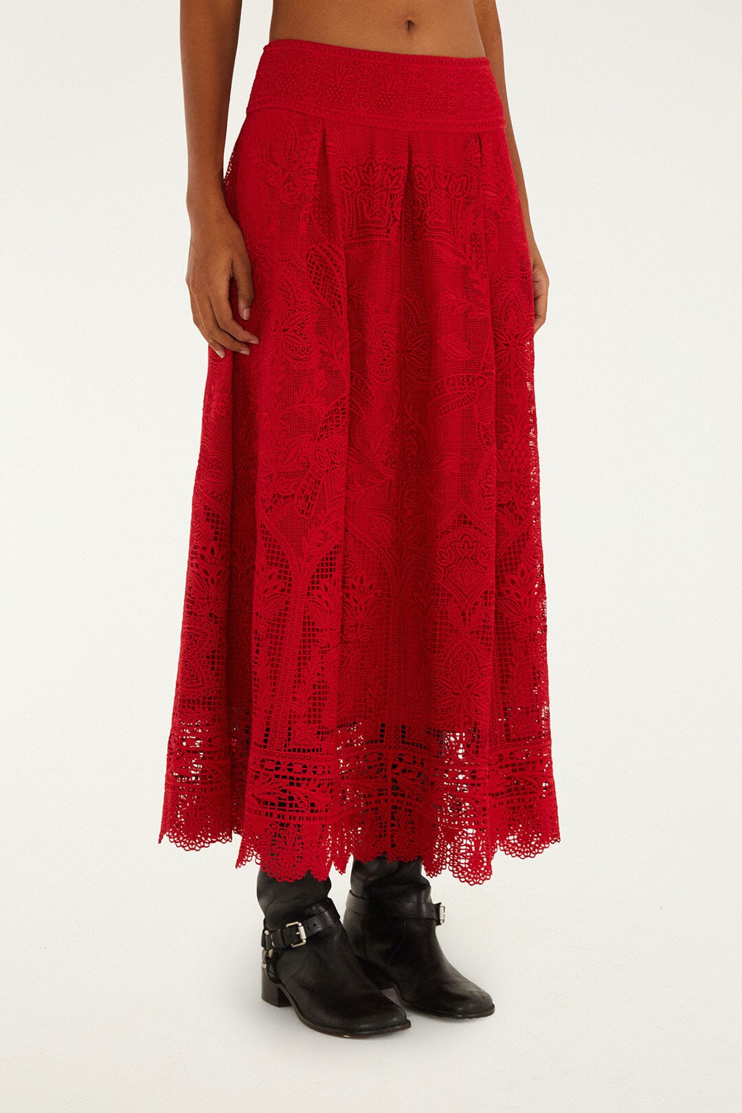 Red Guipure Boho Garden Skirt - Image 2