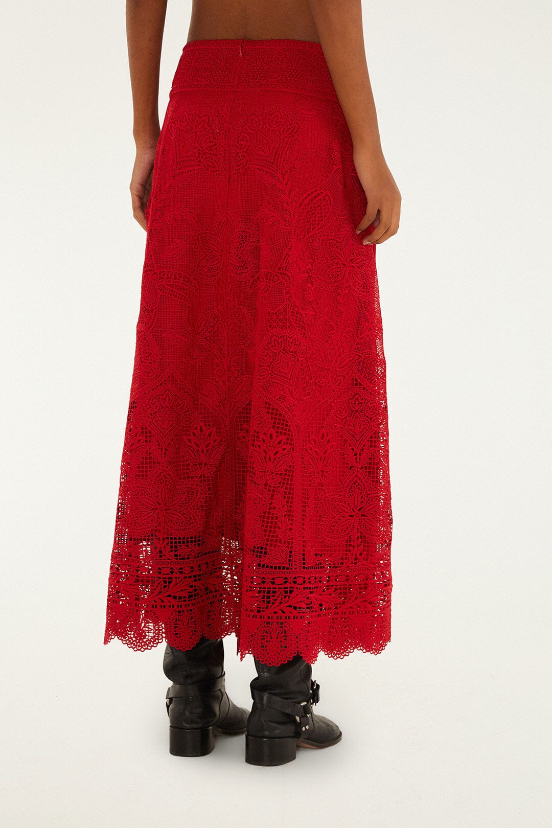 Red Guipure Boho Garden Skirt - Image 3