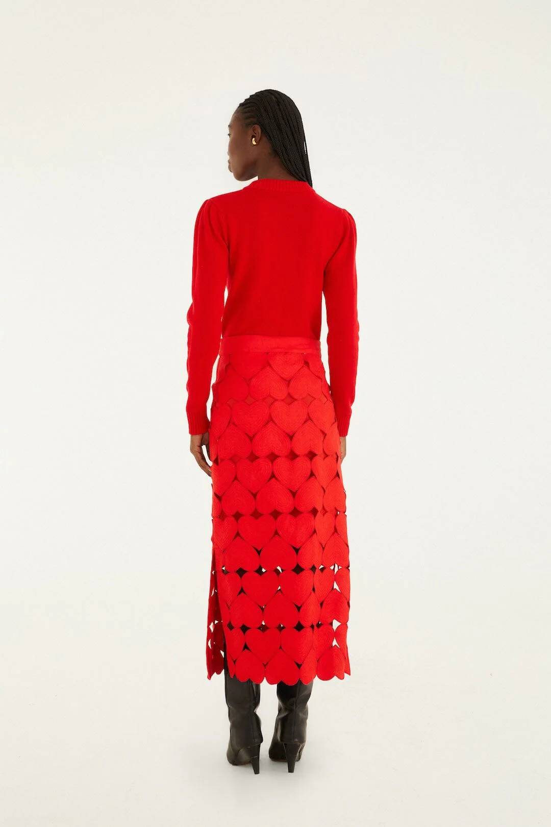 Red Hearts Euroflax™ Premium Linen Midi Skirt - Image 3