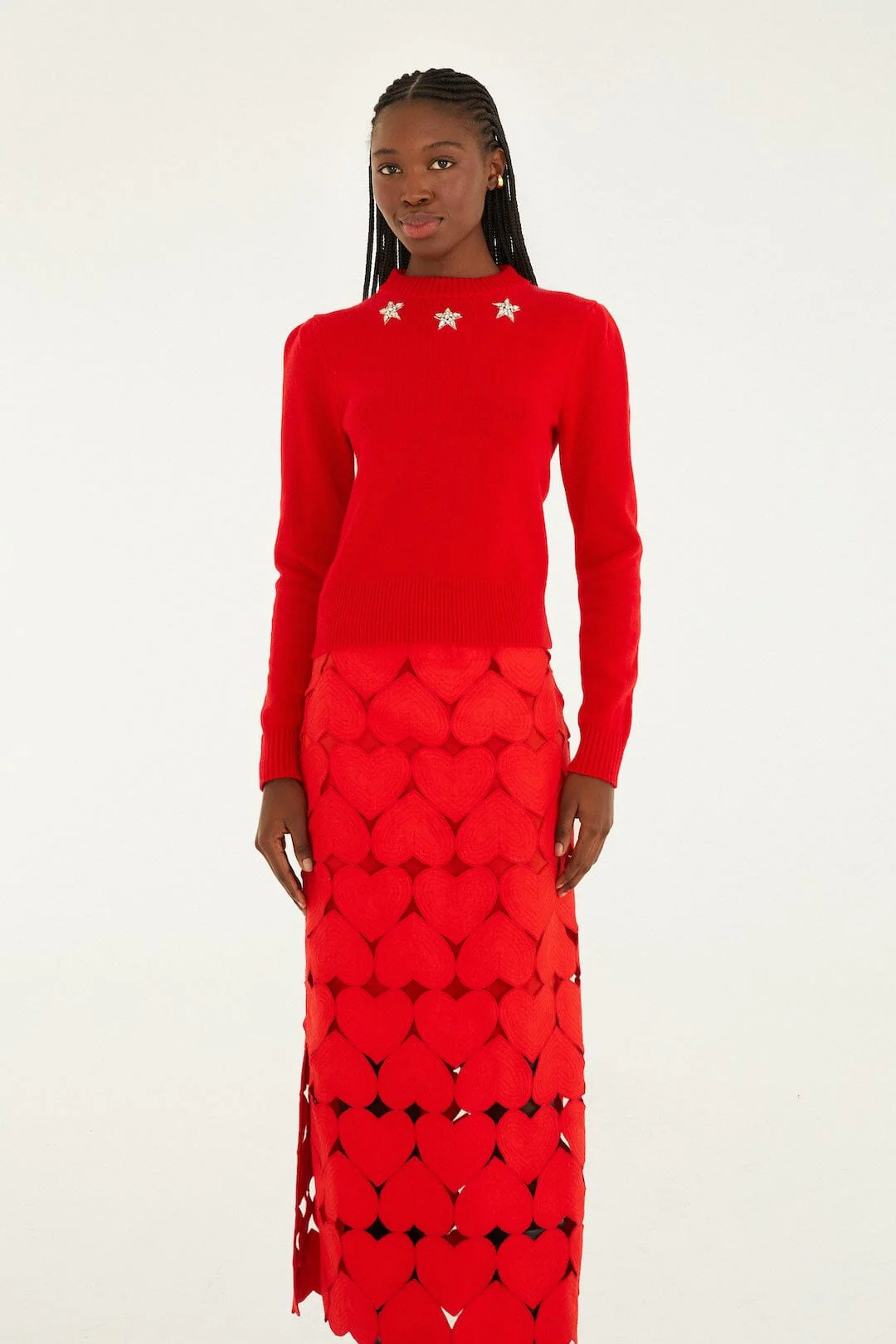 Red Hearts Euroflax™ Premium Linen Midi Skirt - Image 4