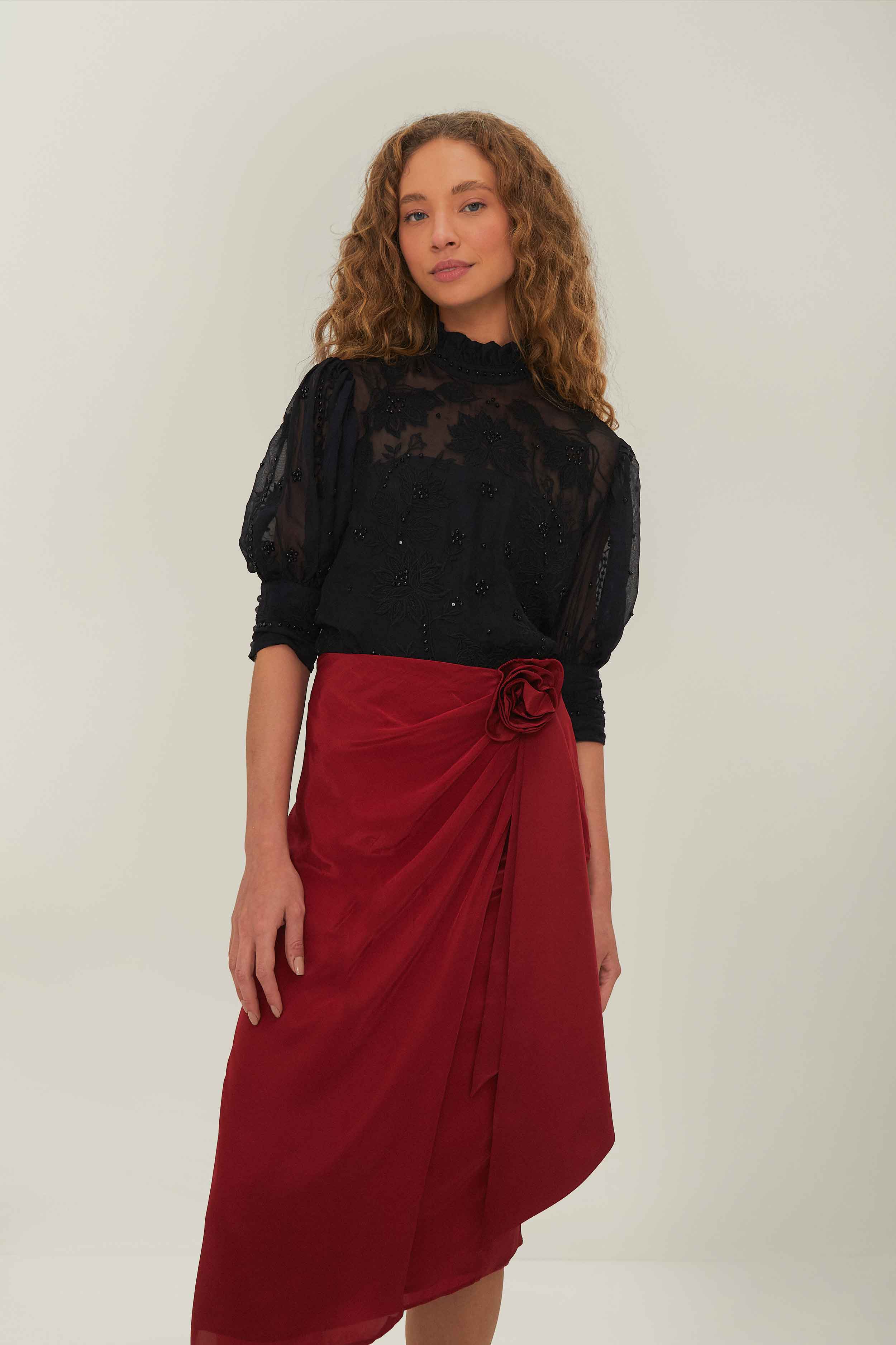 Red Midi Skirt - Image 2