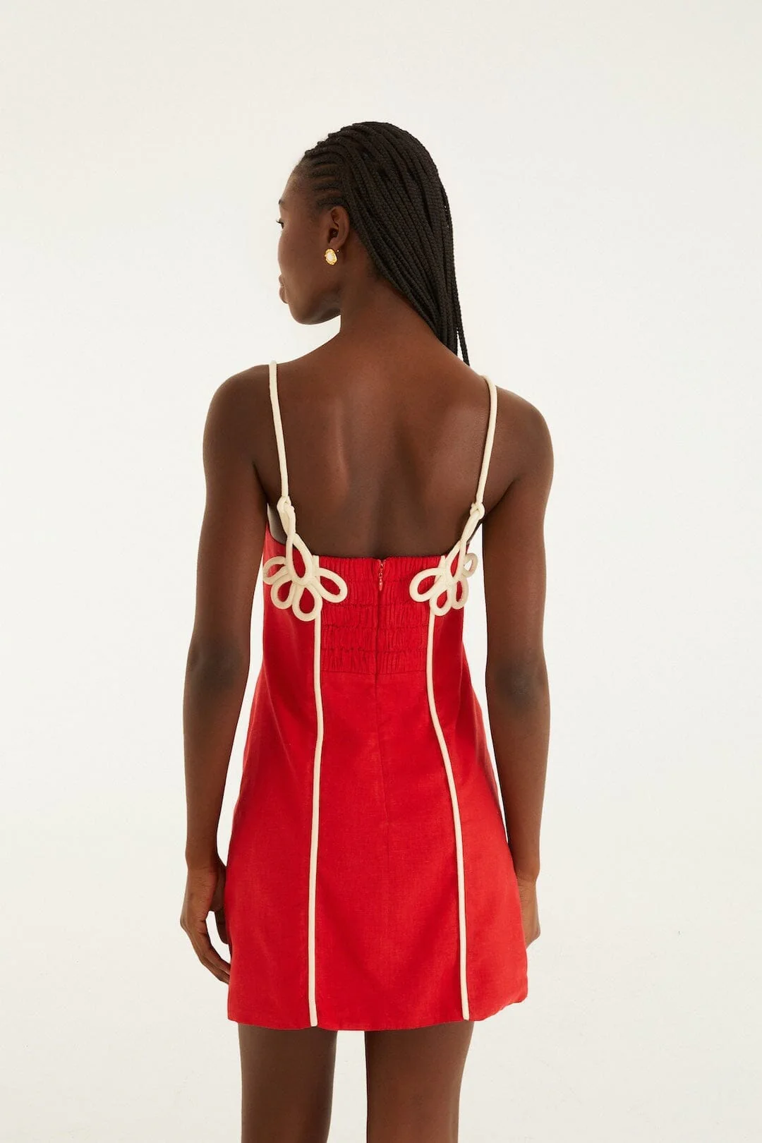 Red 3d Flower Euroflax™ Premium Linen Mini Dress - Image 3