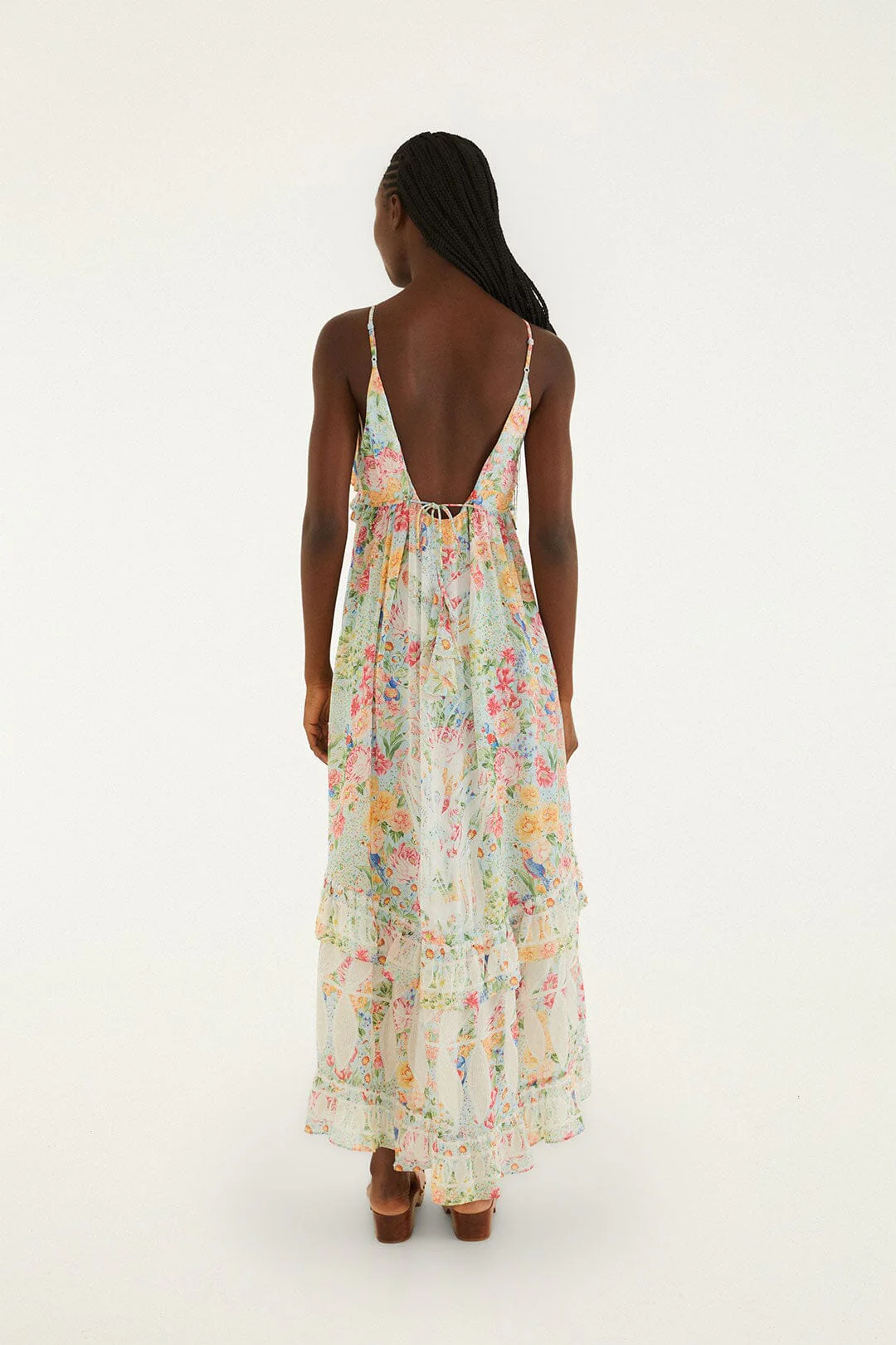 Multicolor Rendeira Ruffled Sleeveless Maxi Dress - Image 3