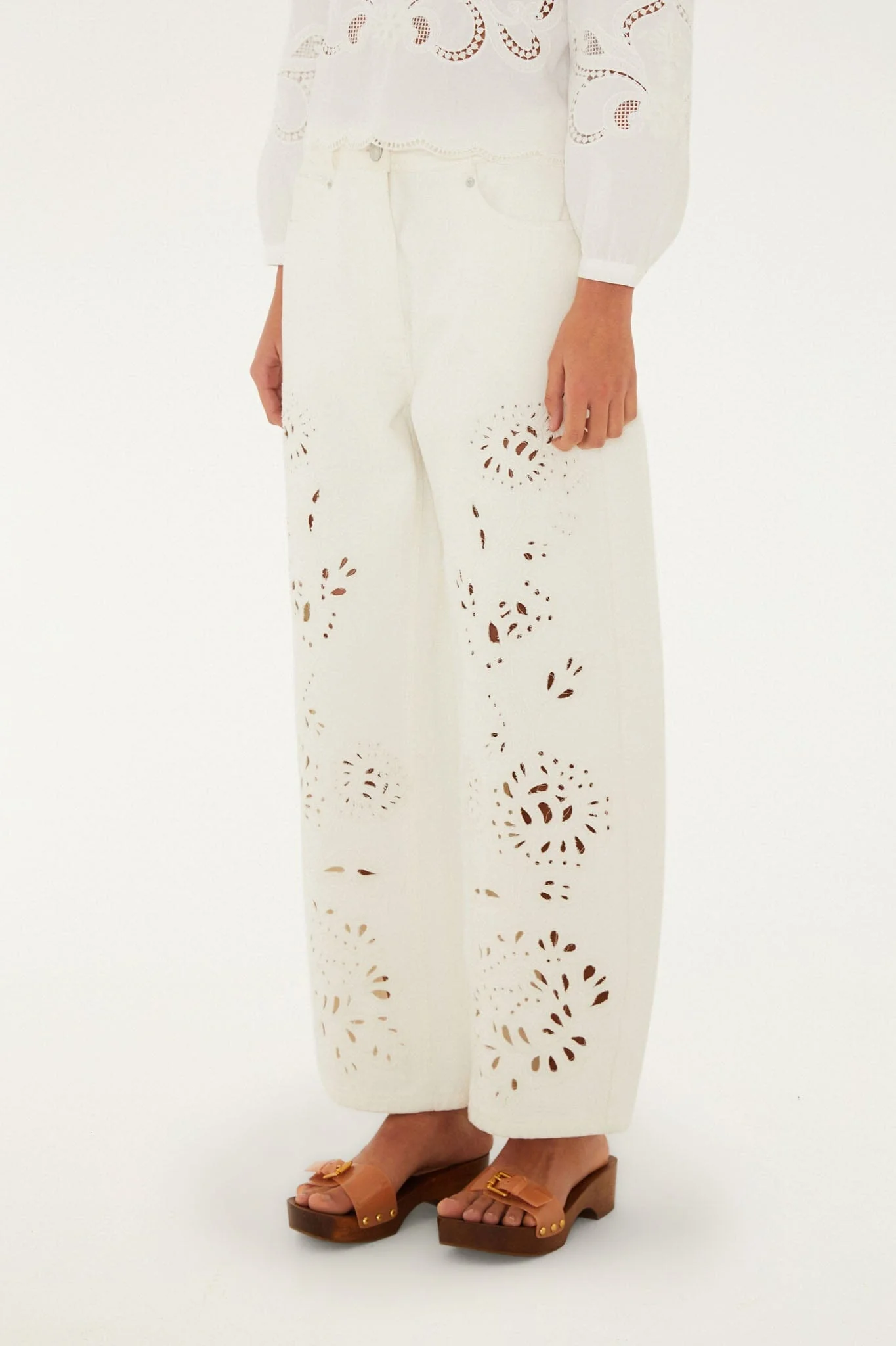 White Richelieu Twill Pants - Image 4