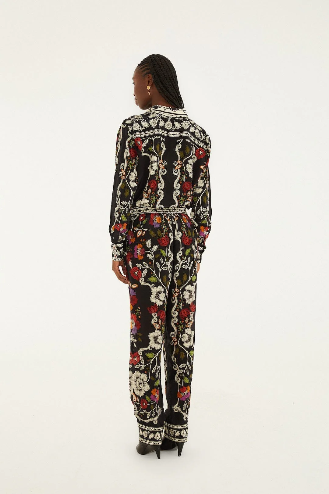 Black Rococo Flowers Pockets Pants - Image 3