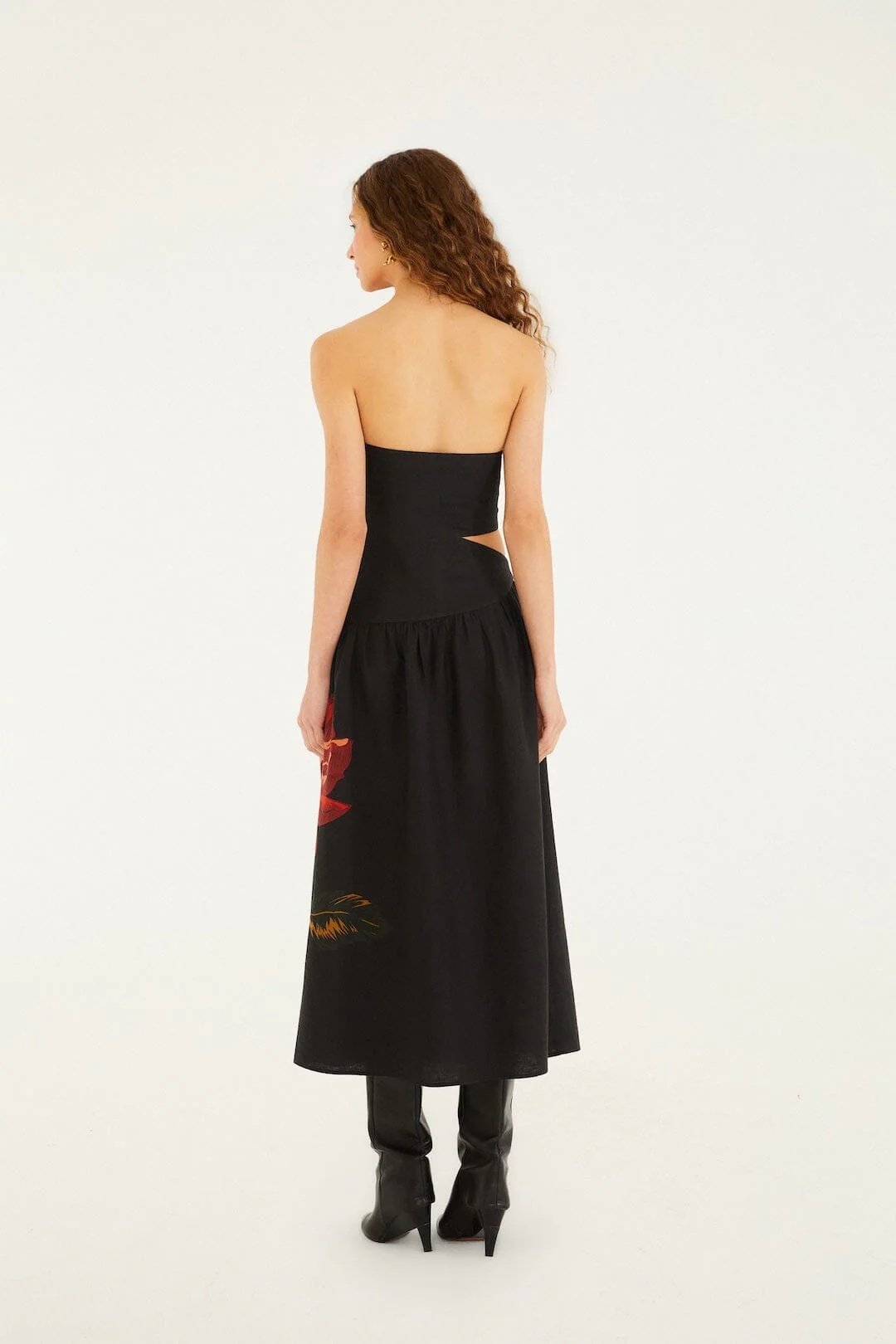 Black Rosalia Artisanal Lenzing™ Ecovero™ Euroflax™ Midi Dress - Image 3