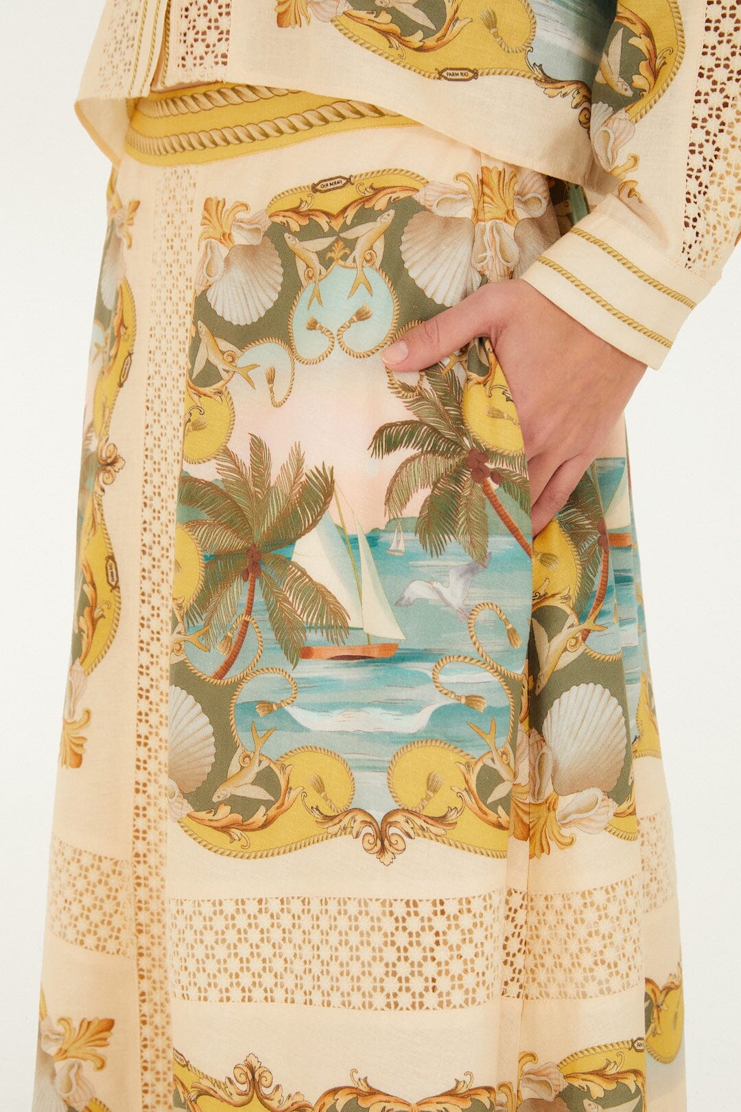 Sand Royal Sea Crochet Lenzing™ Ecovero™ Euroflax™ Midi Skirt - Image 3