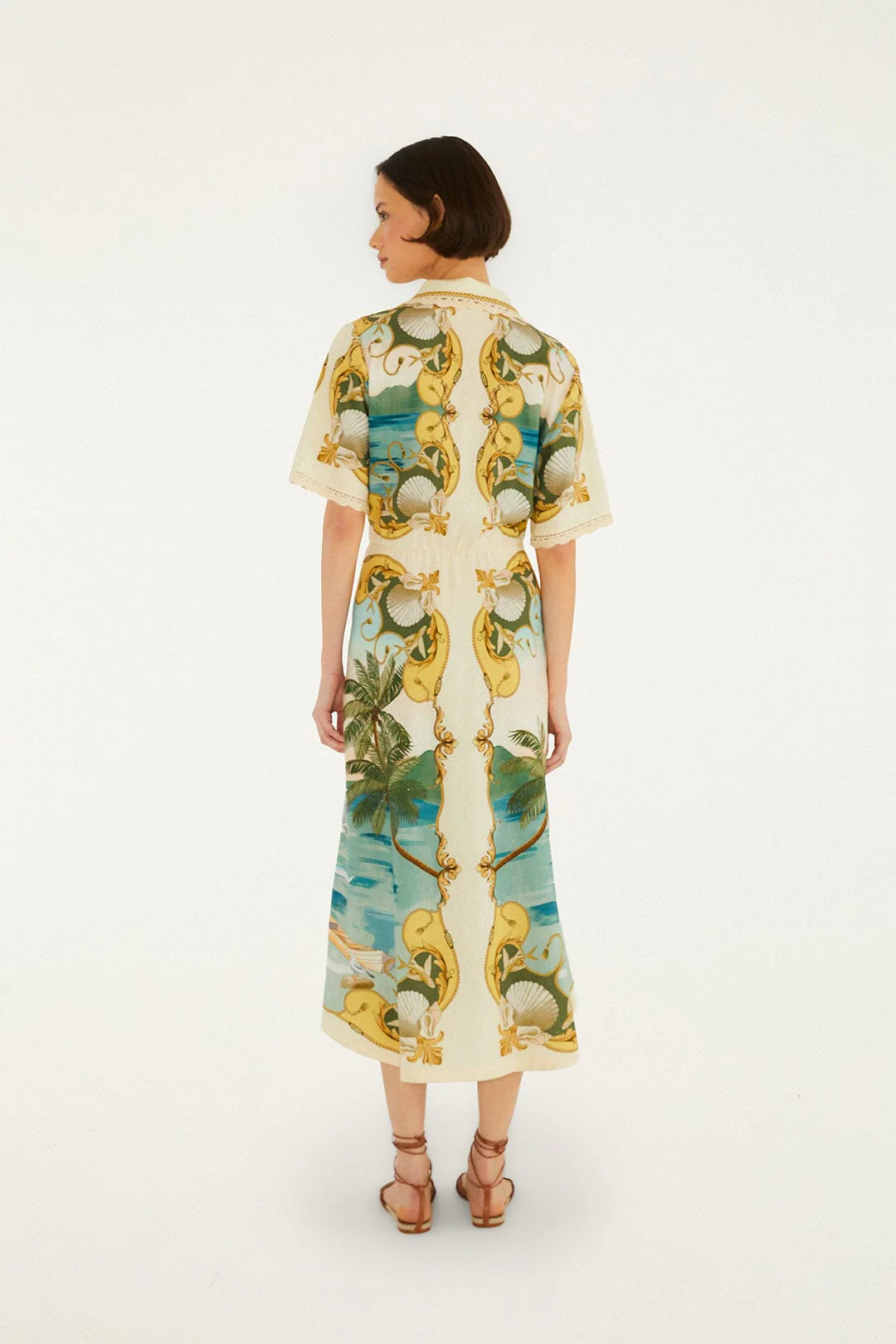 Off-White Royal Sea Collared Lenzing™ Ecovero™ Euroflax™ Midi Dress - Image 3