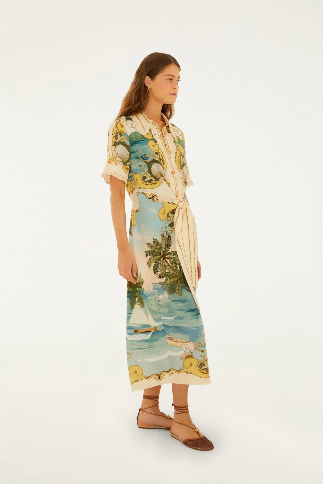 Off-White Royal Sea Collared Lenzing™ Ecovero™ Euroflax™ Midi Dress - Image 4