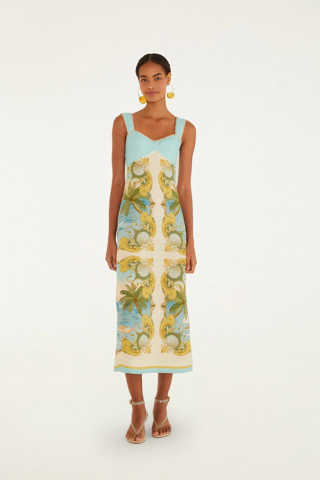 Multicolor Royal Sea Euroflax™ Premium Linen Maxi Dress