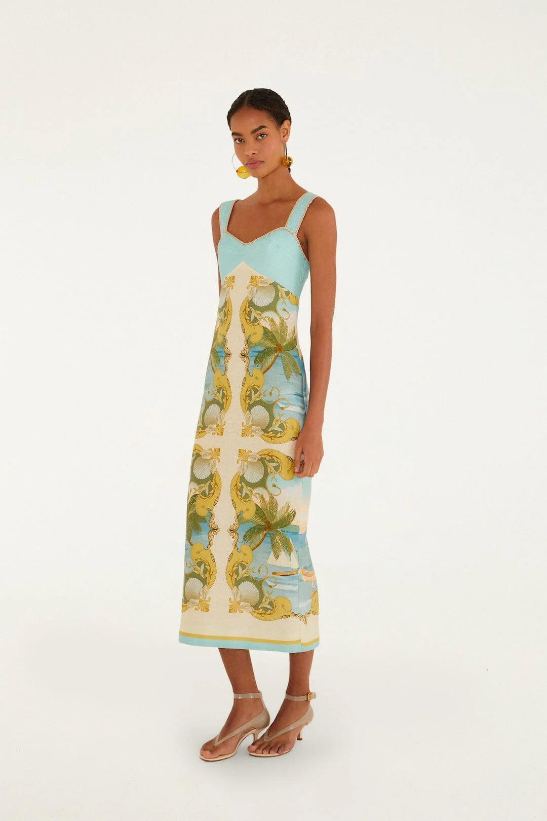 Multicolor Royal Sea Euroflax™ Premium Linen Maxi Dress - Image 3