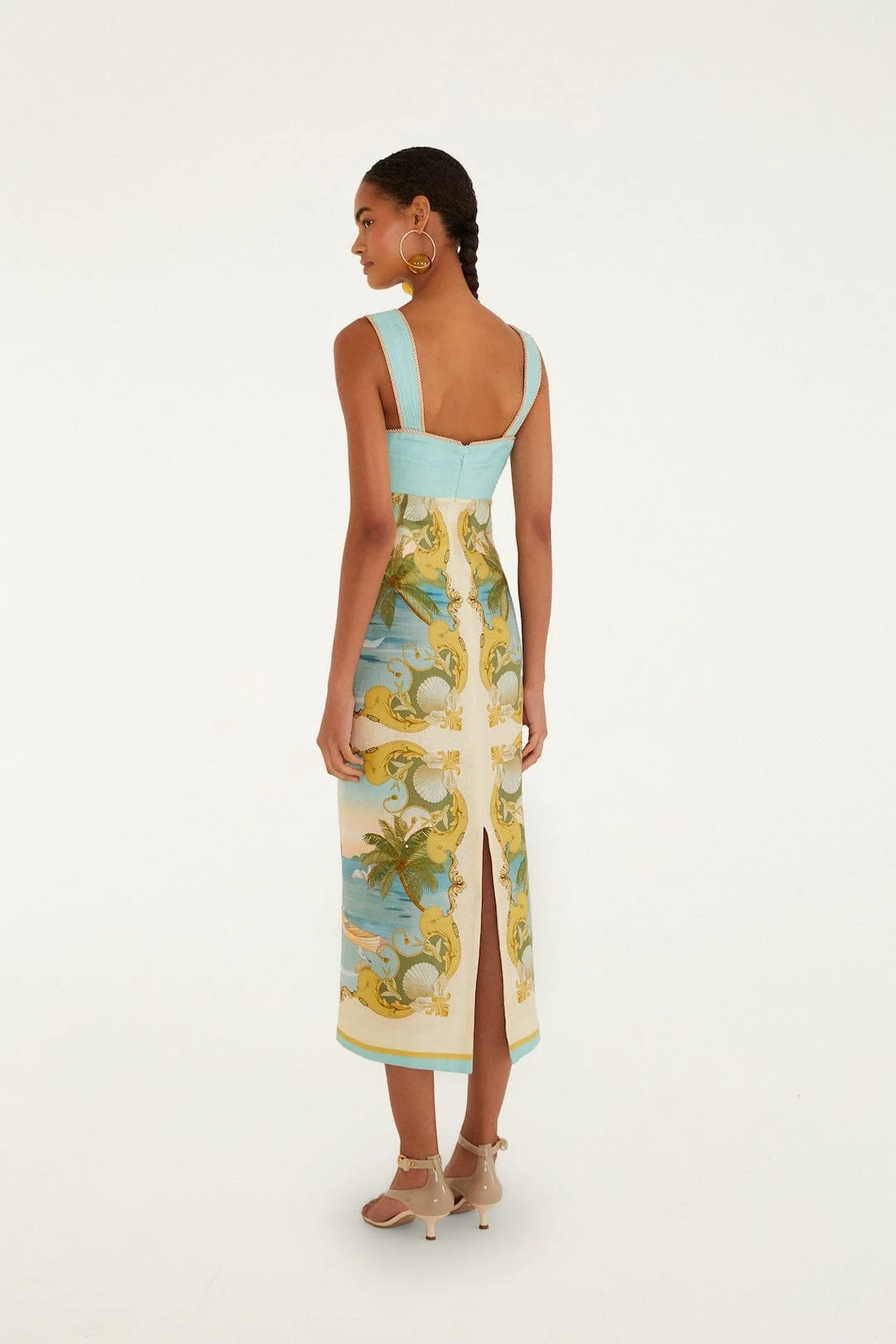 Multicolor Royal Sea Euroflax™ Premium Linen Maxi Dress - Image 4