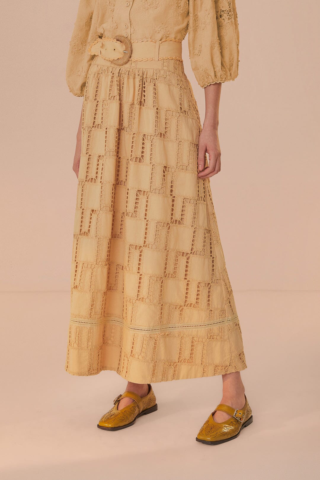 Sand Crochet Midi Skirt - Image 3